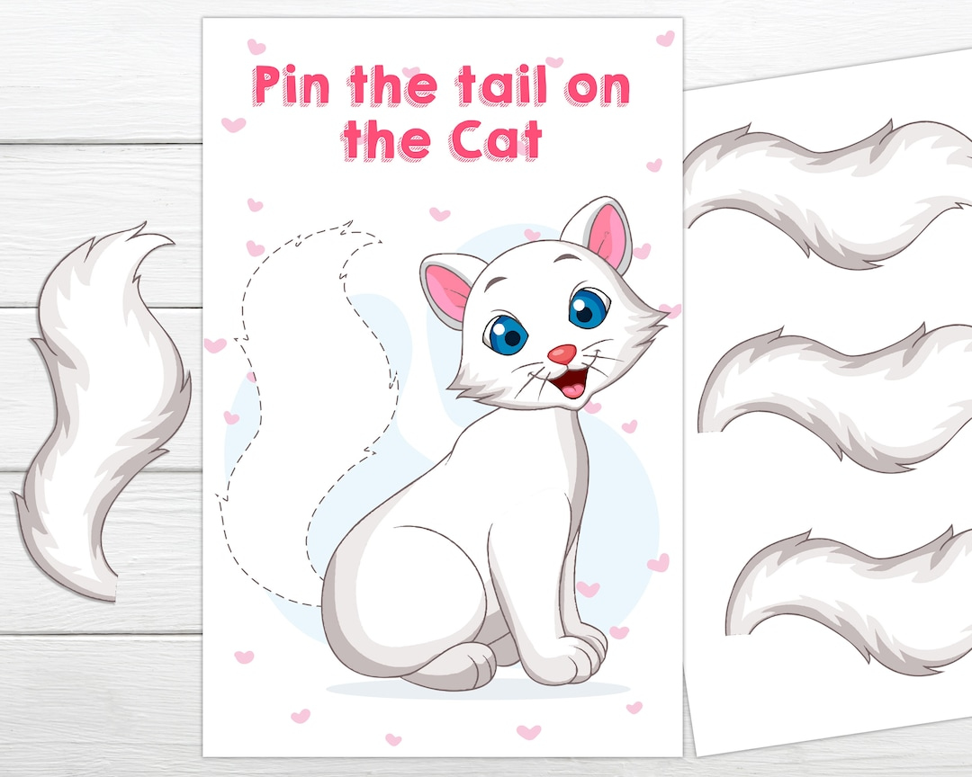 Pin The Tail On The Cat Printable Game. Instant Download Instant Printable Party Game. Pussy Cat Birthday Party Game - Etsy intended for Free Printable Pin The Tail On The Cat