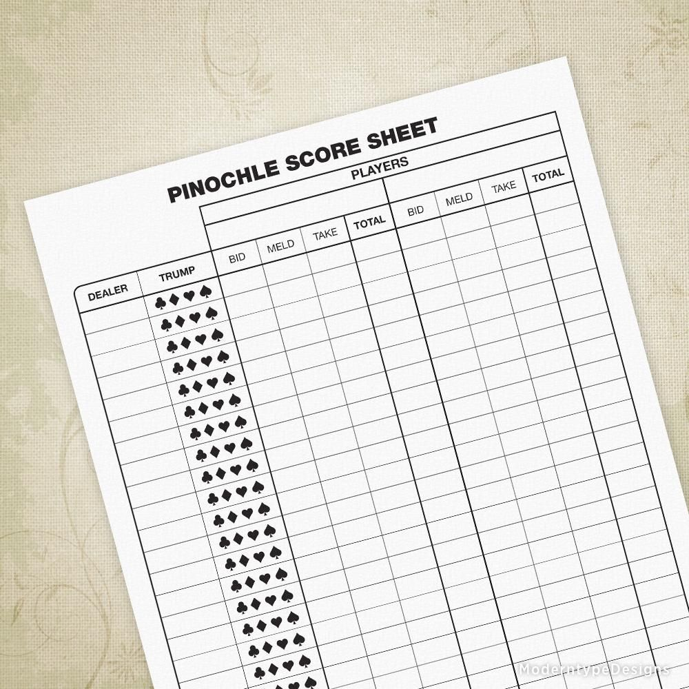 Pinochle Score Sheet Printable pertaining to Free Printable Pinochle Tallies