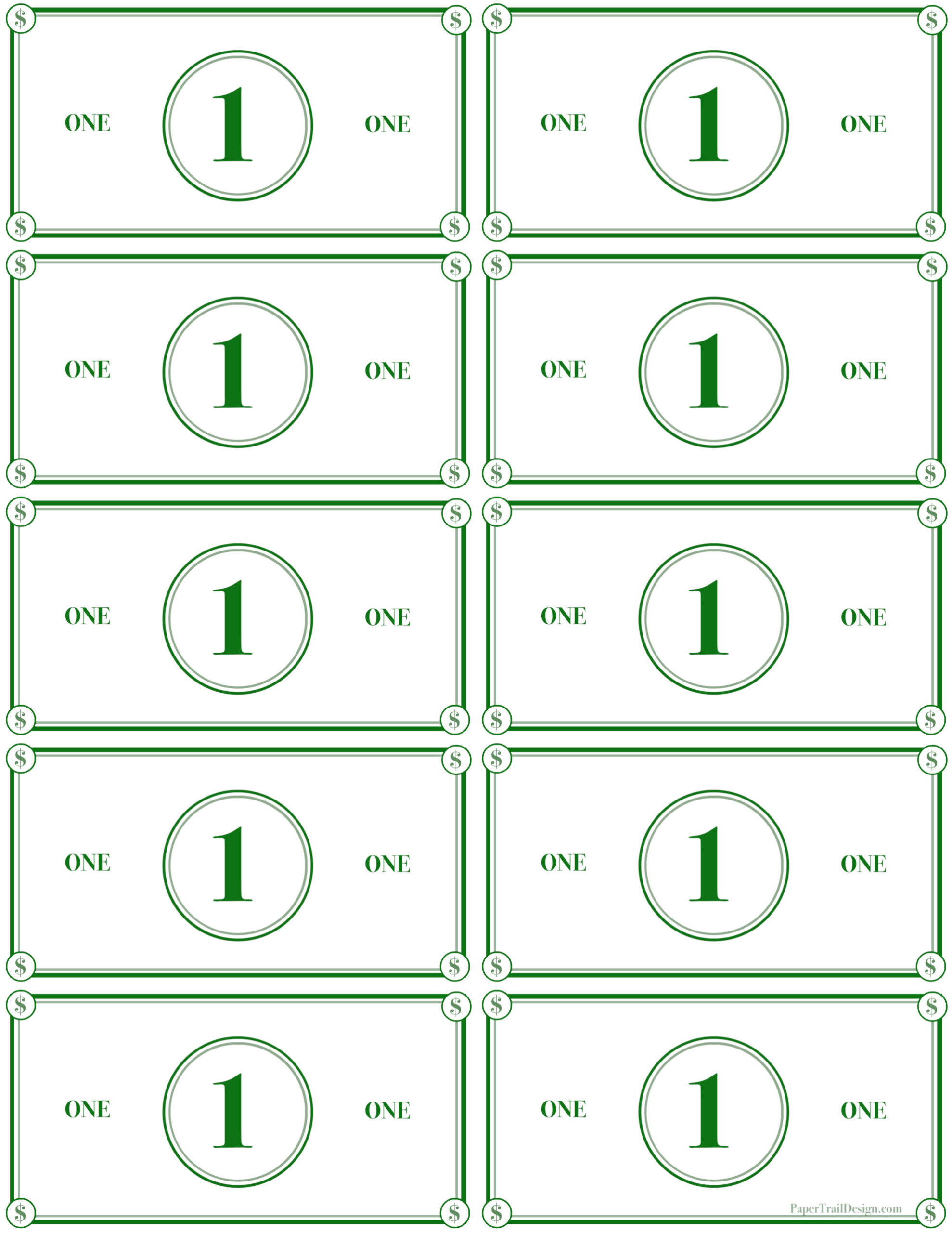 Play Money Printable - Paper Trail Design inside Free Printable Play Money