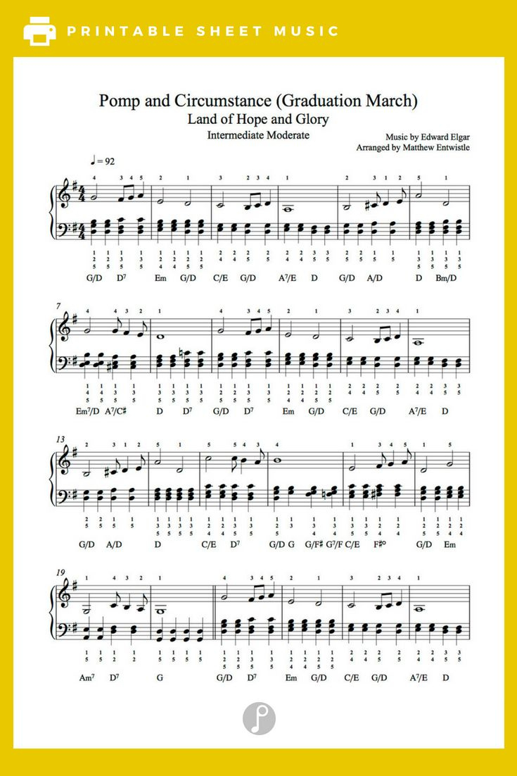 Pomp And Circumstance (Graduation March)Edward Elgar Piano intended for Free Printable Sheet Music Pomp and Circumstance