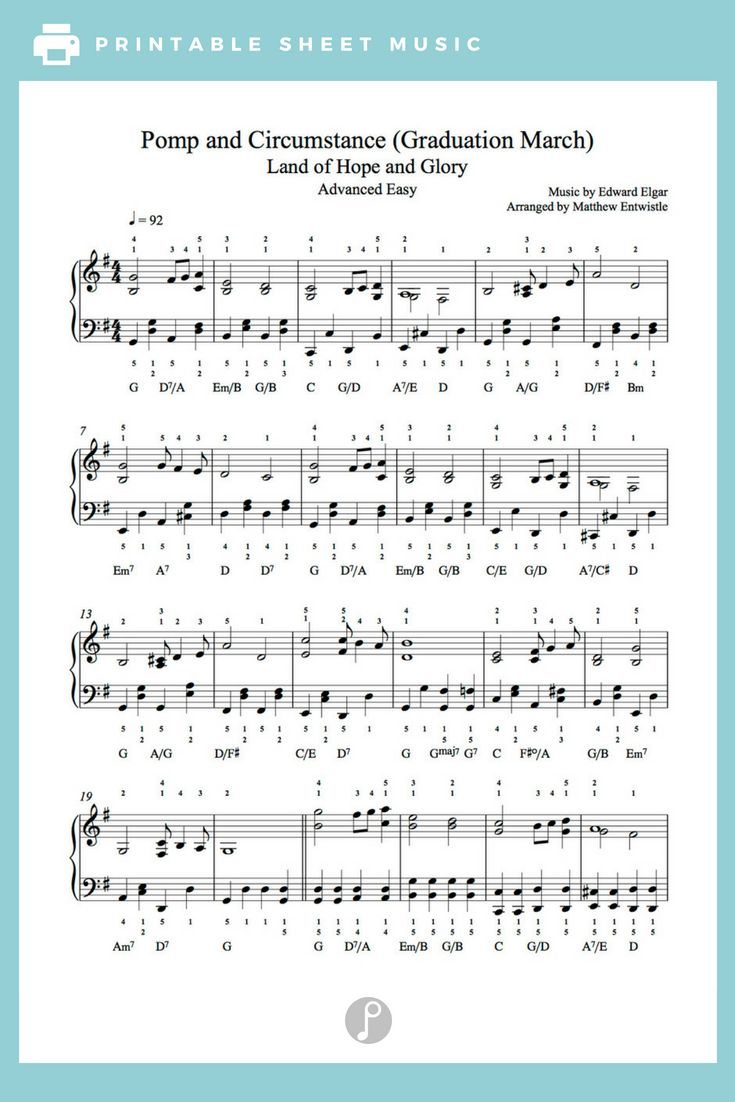 Pomp And Circumstance (Graduation March)Edward Elgar Piano regarding Free Printable Sheet Music Pomp and Circumstance