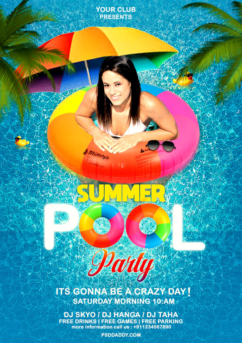 Pool Party Flyer Psd Template | Psddaddy in Pool Party Flyers Free Printable