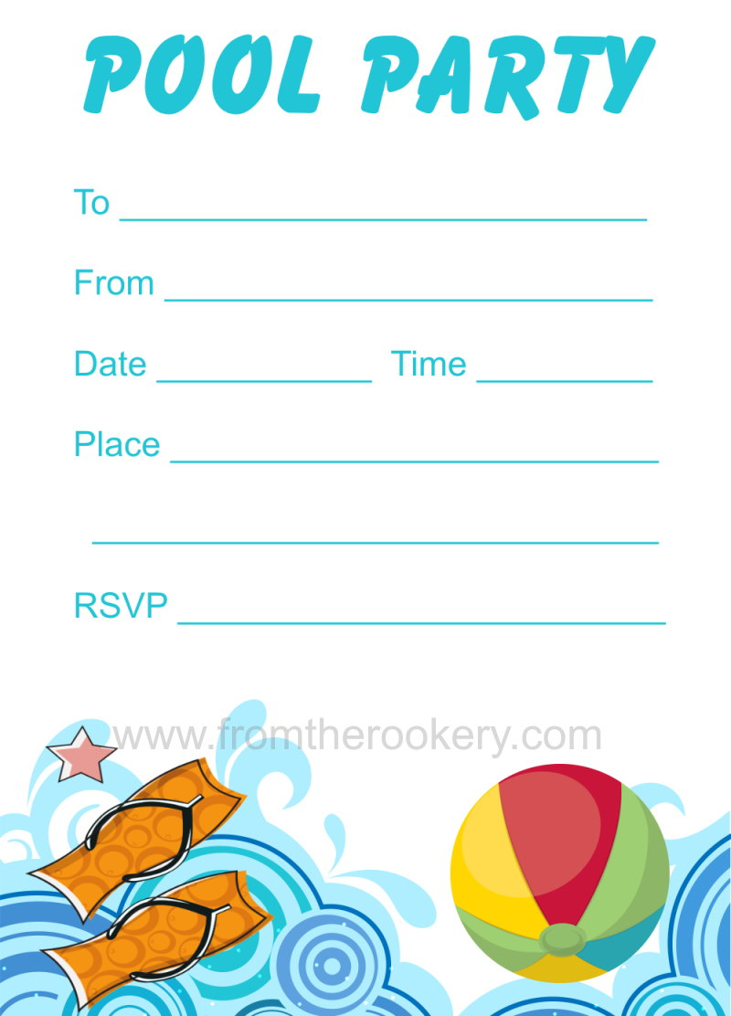 Pool Party Invitation with regard to Free Printable Pool Party Invitation Cards