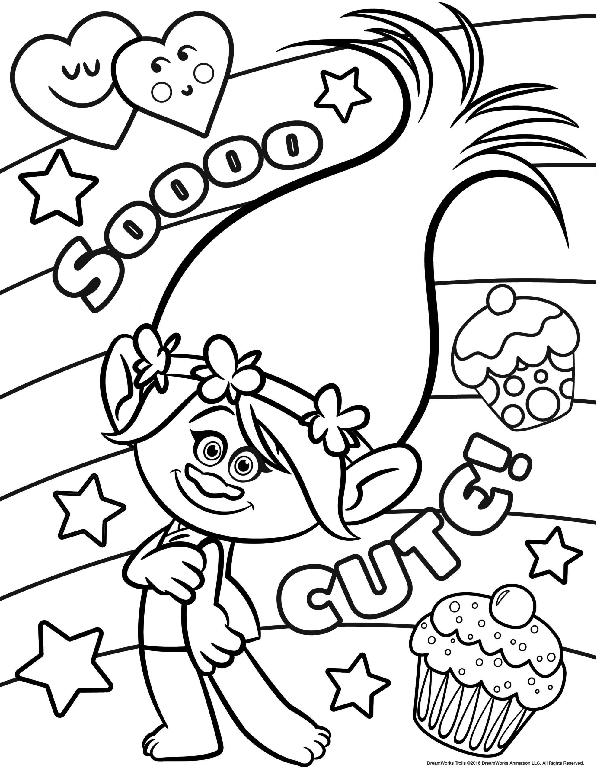 Poppy : So Cute ! - Trolls Kids Coloring Pages within Free Printable Troll Coloring Pages