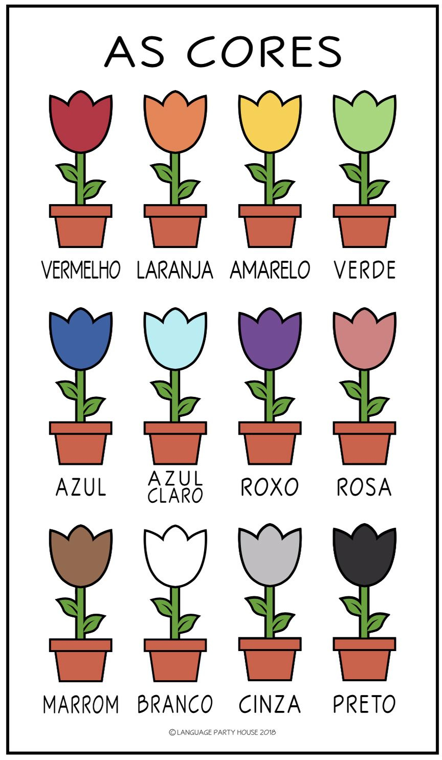 Portuguese Colors - Flower Printables (High Resolution) | Learn throughout Free Printable Portuguese Worksheets