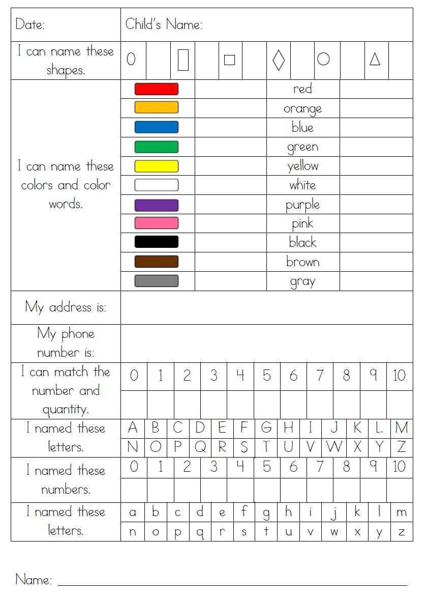 Pre K Assessment | Preschool Assessment, Kindergarten Assessment with regard to Free Printable Pre-K Assessment Forms