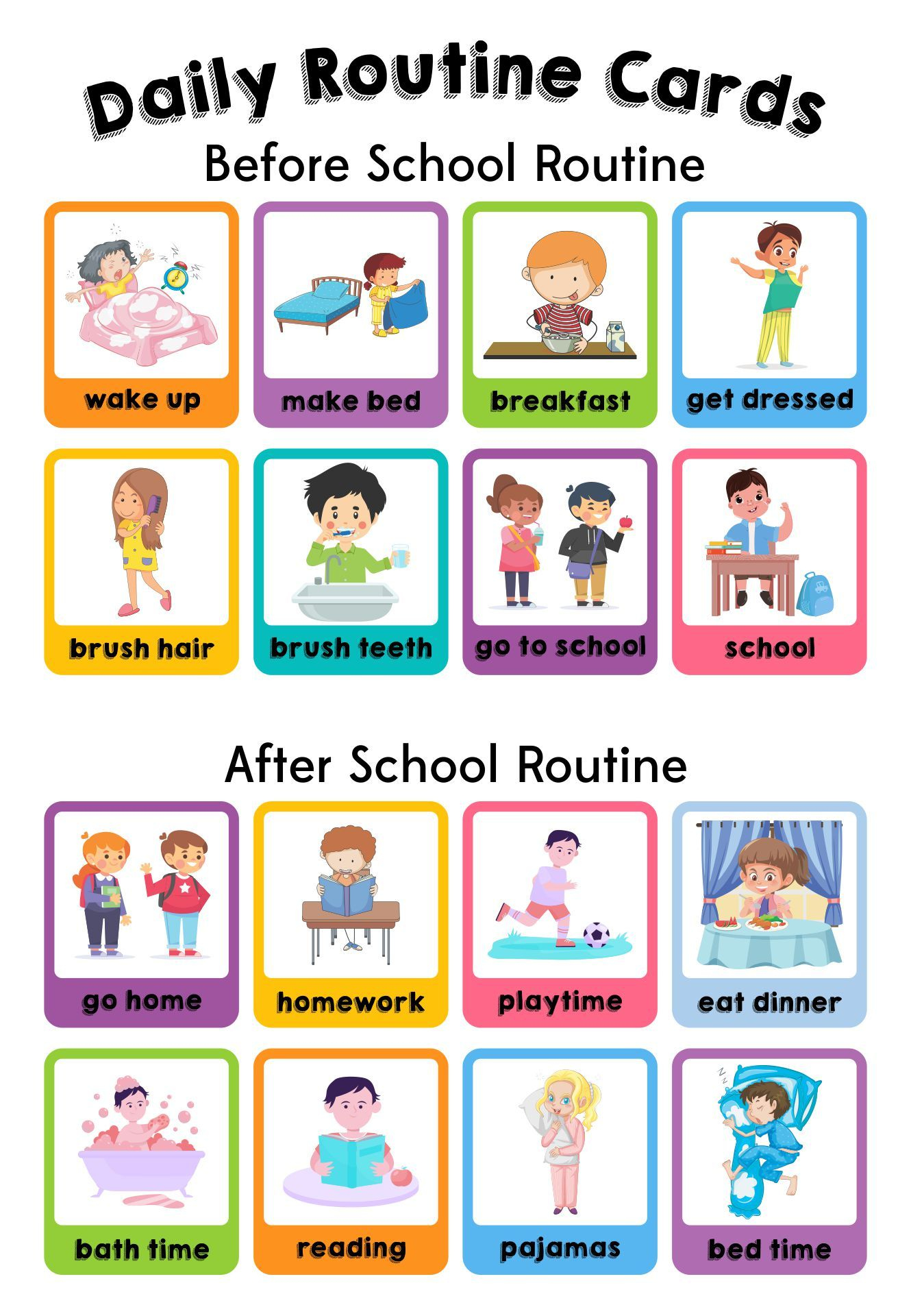 Preschool Visual Daily Schedule - 10 Free Pdf Printables inside Free Printable Routine Cards