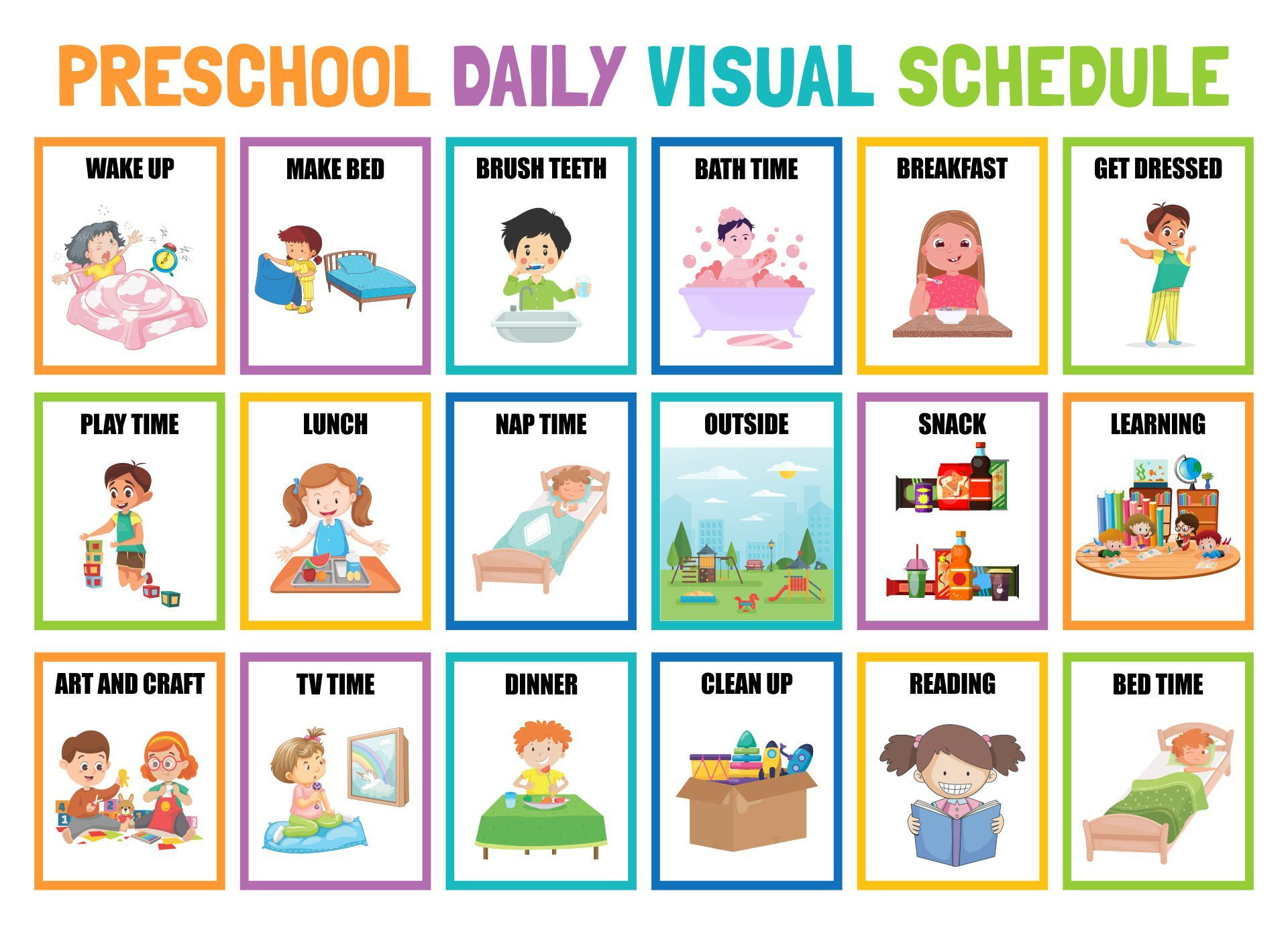 Preschool Visual Daily Schedule - 10 Free Pdf Printables intended for Free Printable Visual Schedule for Preschool