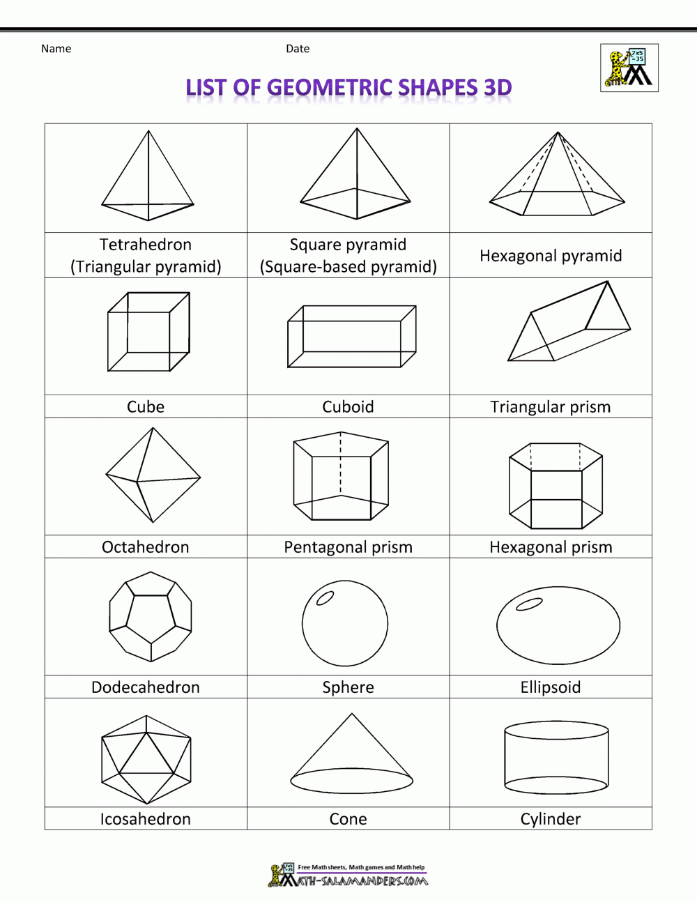 Printable 3D Shapes within Free Printable Geometric Shapes