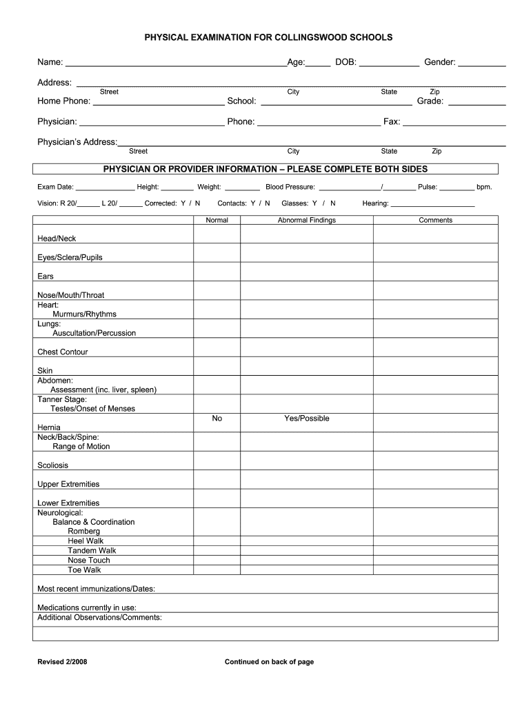 Printable Basic Physical Exam Form Pdf: Fill Out &amp;amp; Sign Online within Free Printable Physical Exam Forms