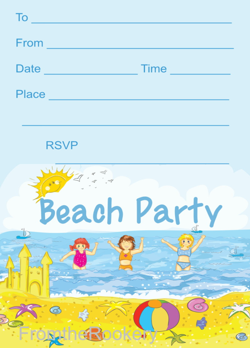 Printable Beach Party Invitations regarding Free Printable Water Birthday Party Invitations