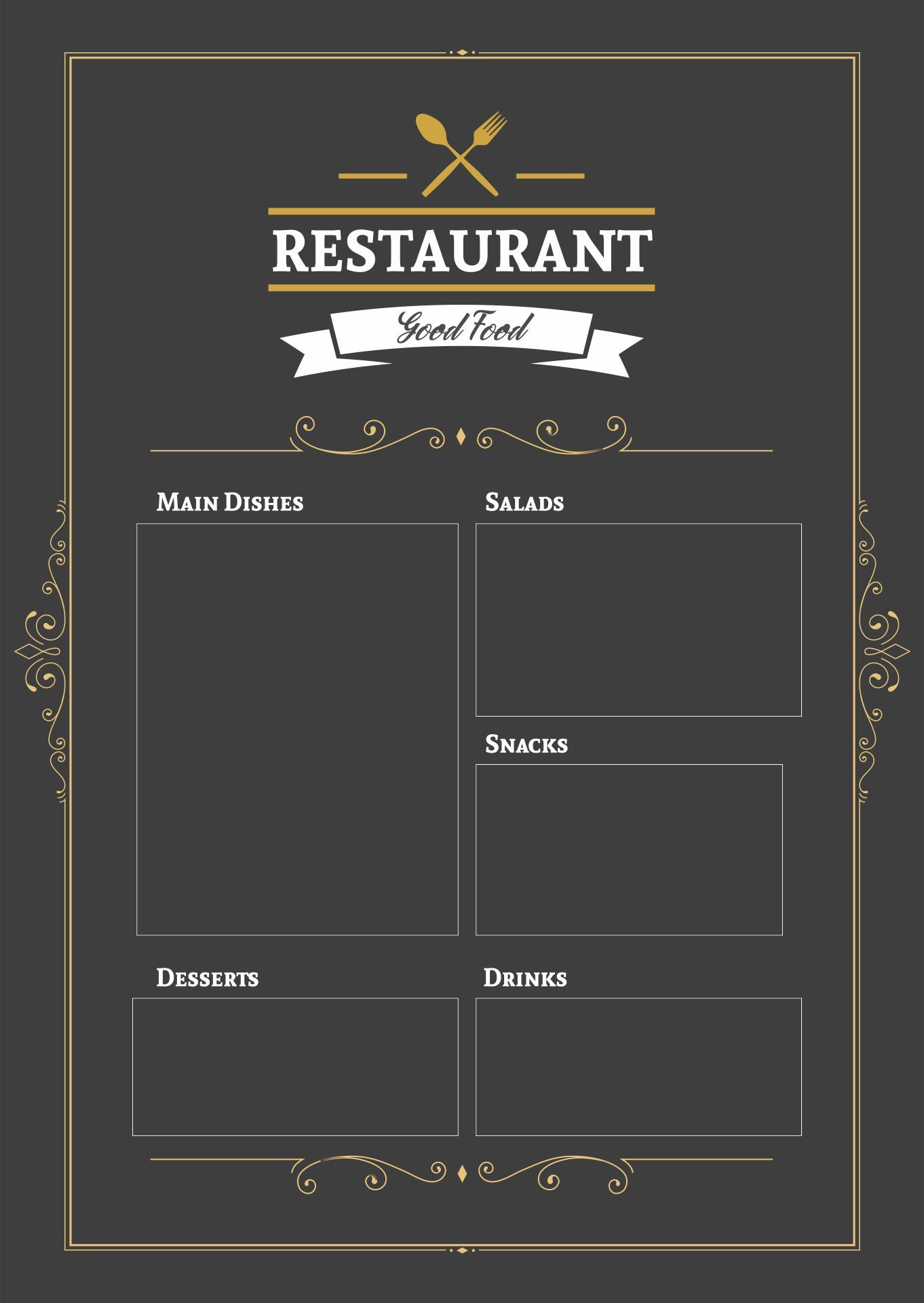 Printable Blank Restaurant Menus | Printablee in Free Printable Restaurant Menu Templates