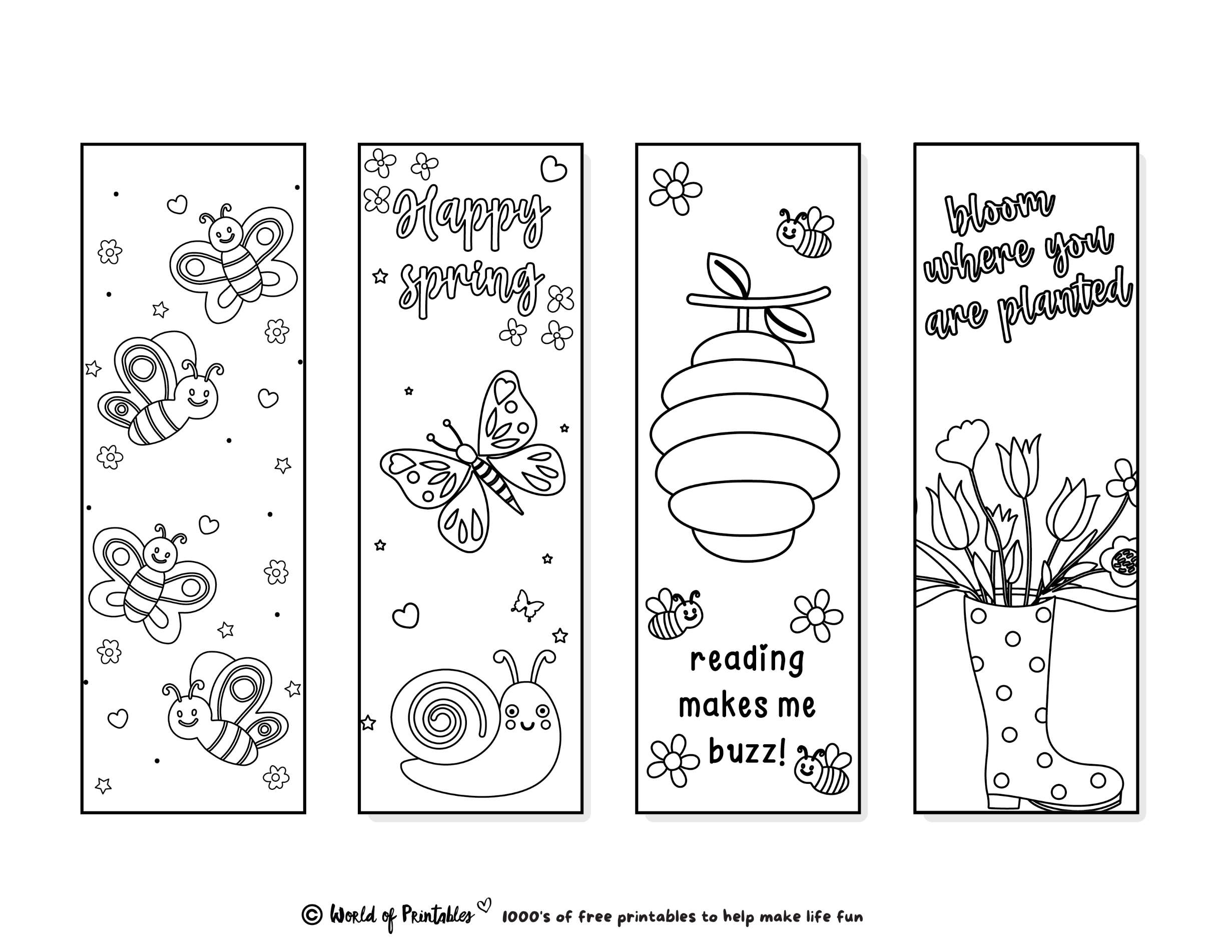 Printable Bookmarks To Color | 120 For Adults &amp;amp; Kids - World Of throughout Free Printable Spring Bookmarks