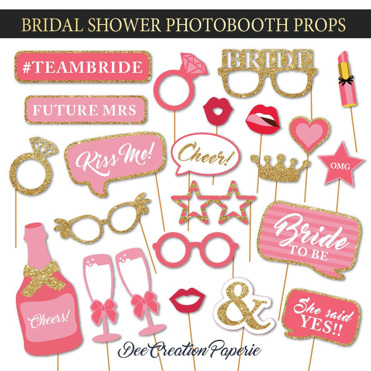 Printable Bridal Shower Photobooth Props Wedding Photo Booth Props regarding Free Printable Photo Booth Props Bridal Shower