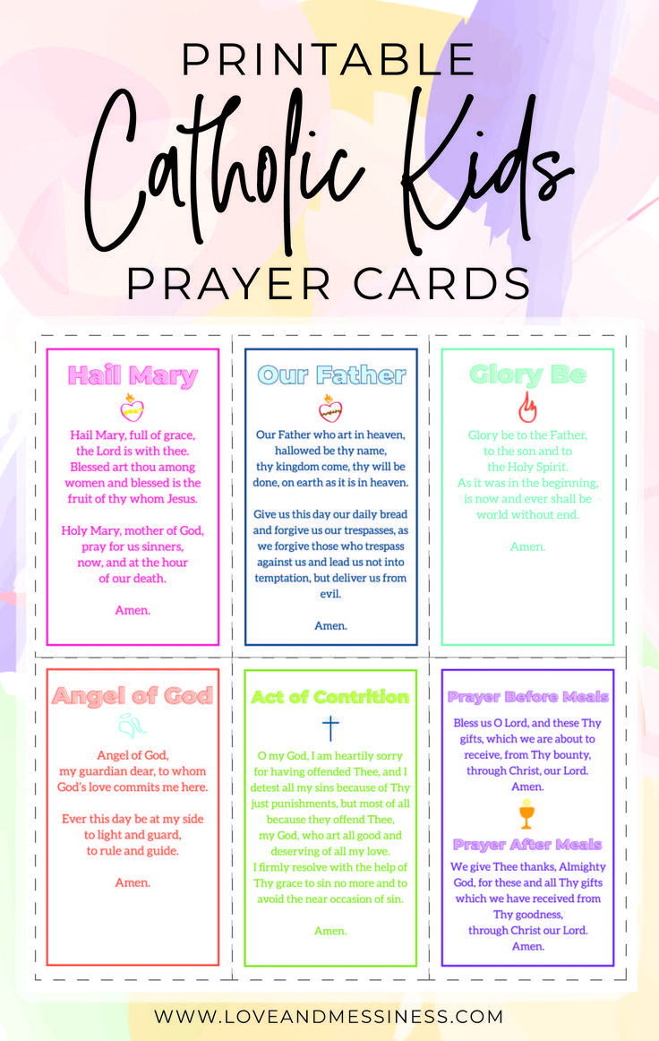 Printable Catholic Kids Prayer Cards pertaining to Free Printable Prayer Cards for Children