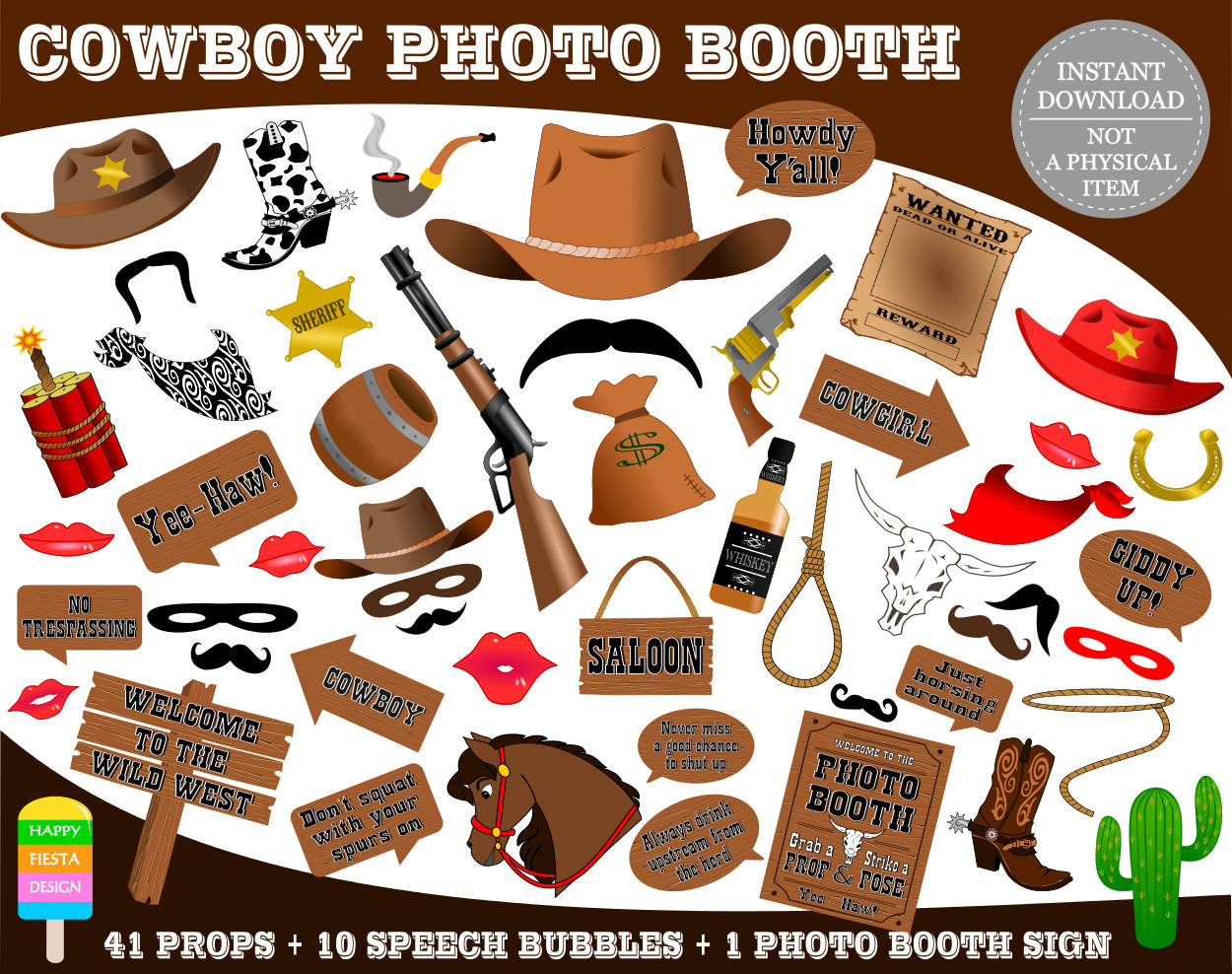 Printable Cowboy Photo Booth Propsphoto Booth Sign-Wild West Photo for Free Printable Western Photo Props