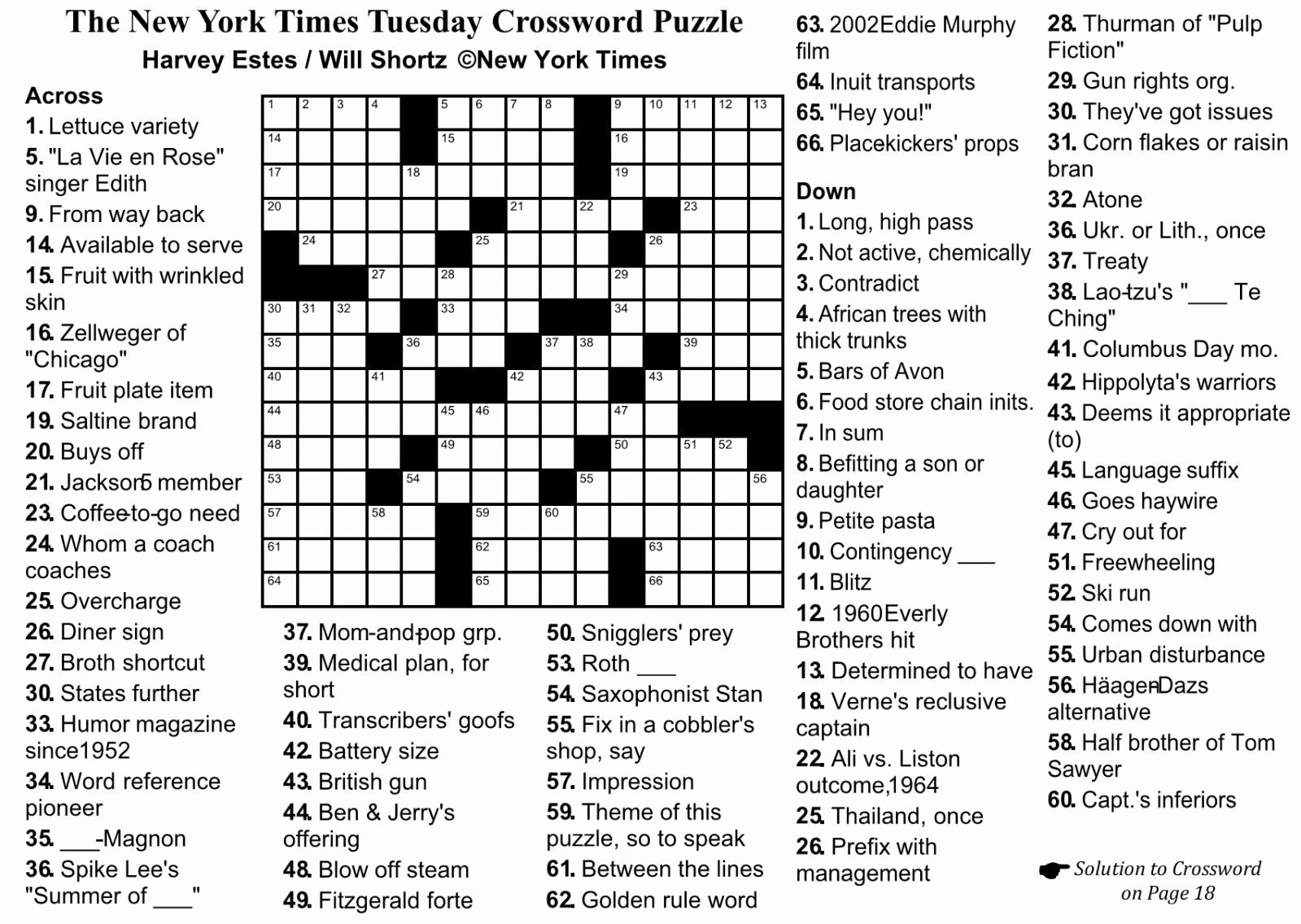 Printable Crossword Puzzles Nytimes | Printable Crossword Puzzles inside Free Printable Sunday Crossword Puzzles