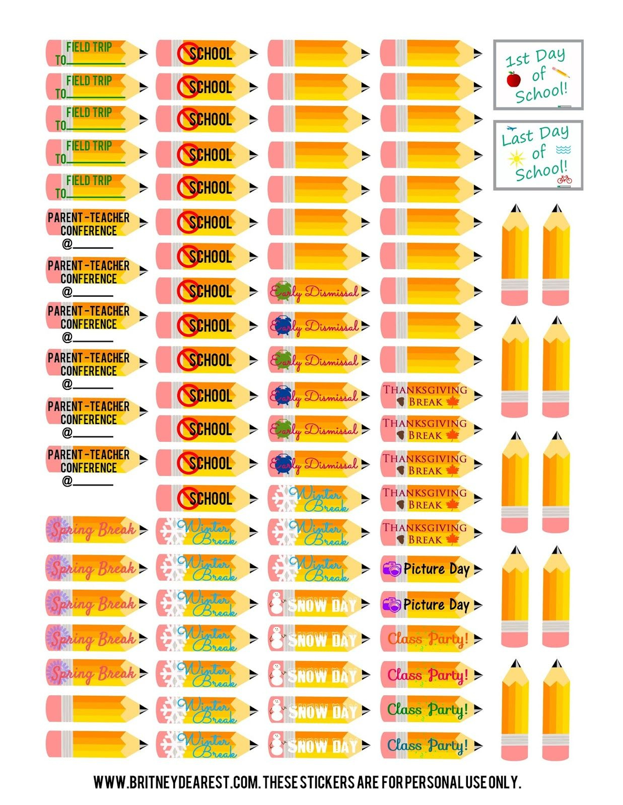 Printable, Download, Planner, Stickers, School | Free Planner for Free Printable Stickers for Teachers