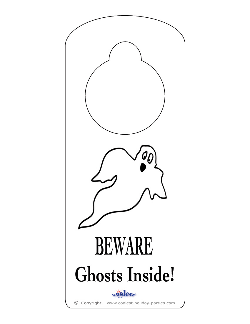 Printable Ghost Doorknob Hanger - Coolest Free Printables in Halloween Door Hangers Free Printable