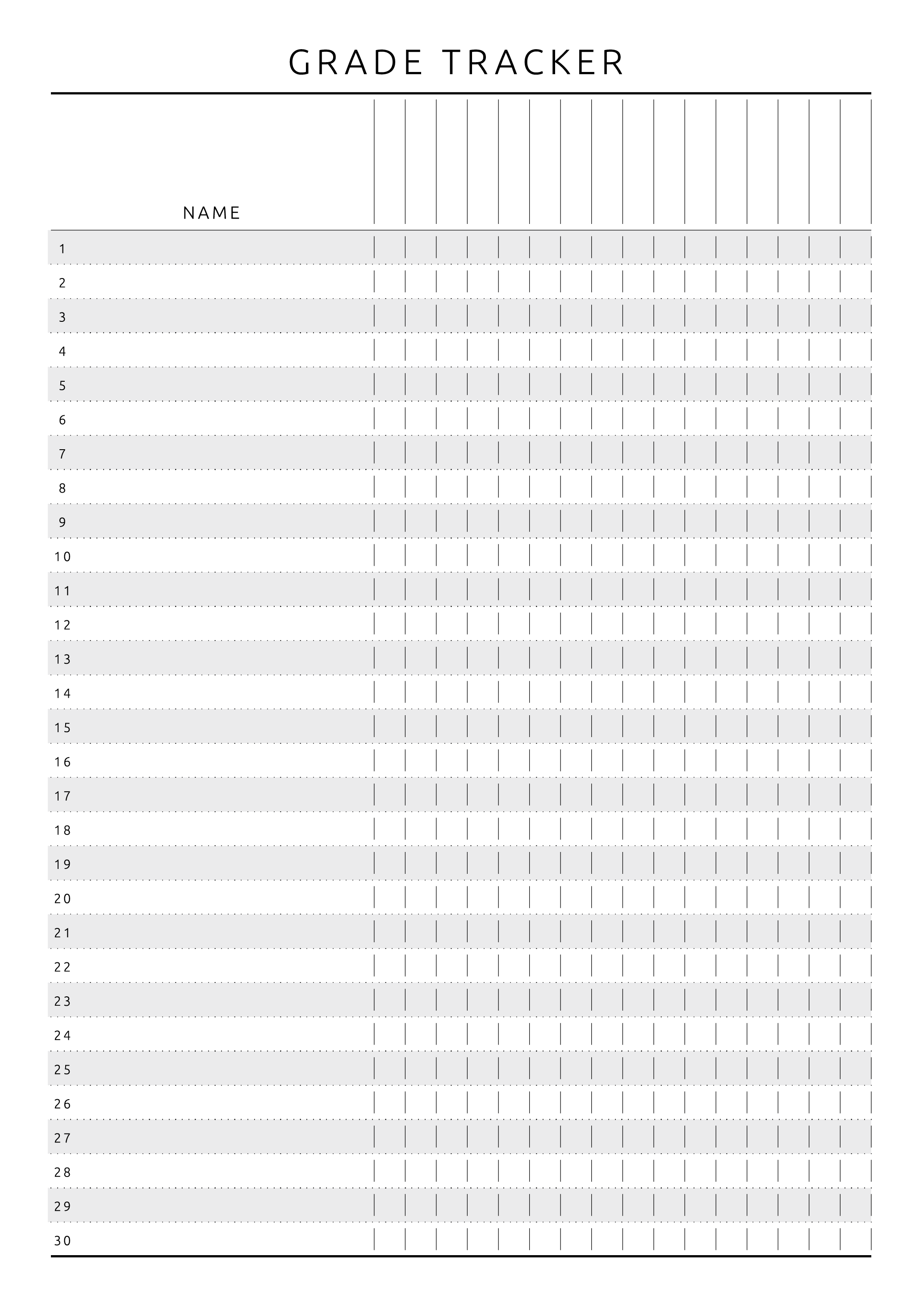 Printable Gradebook Template - Original Style Pdf Download | Grade in Free Printable Gradebook Sheets For Teachers