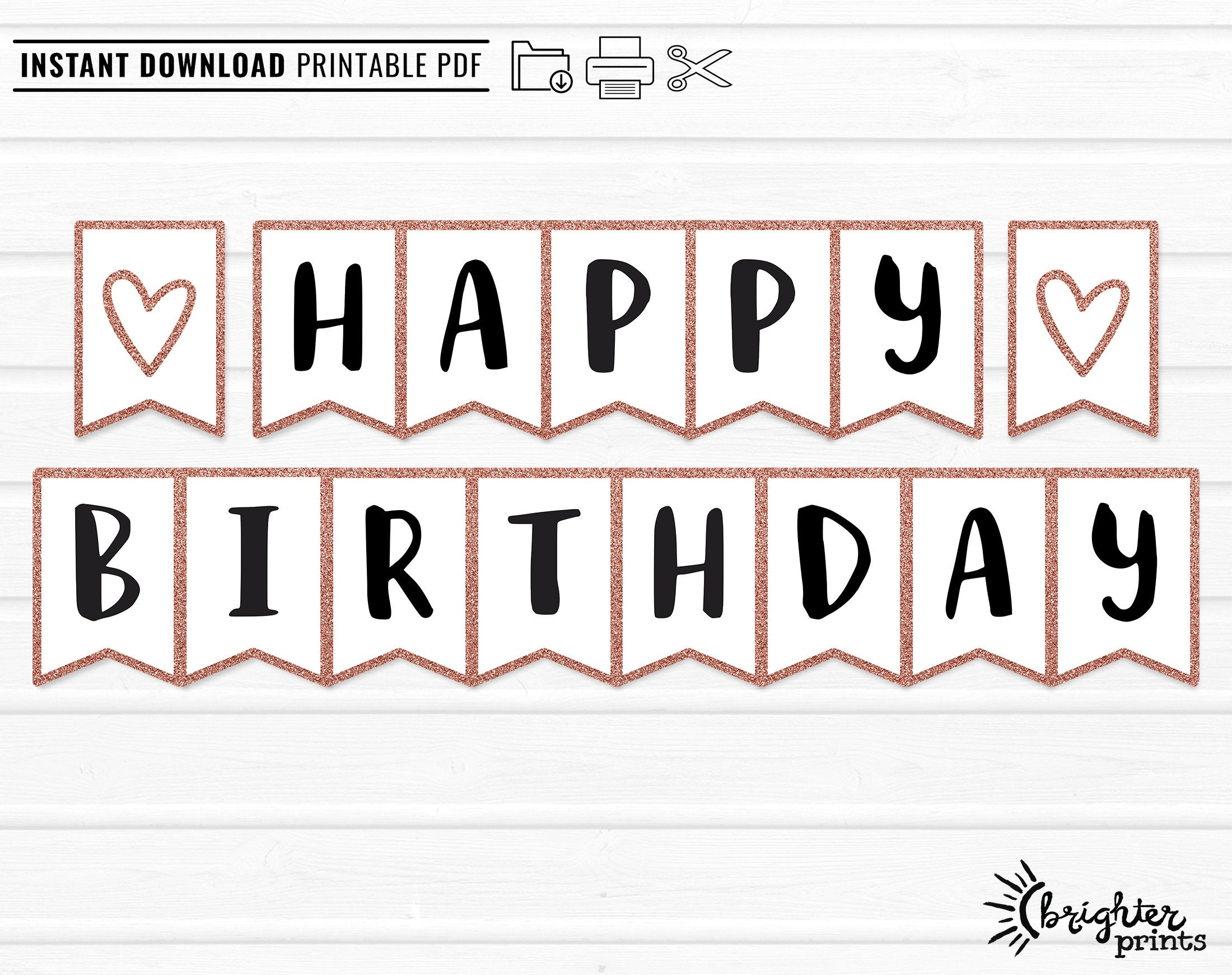 Printable Happy Birthday Banner Instant Download Diy Download for Free Printable Happy Birthday Banner