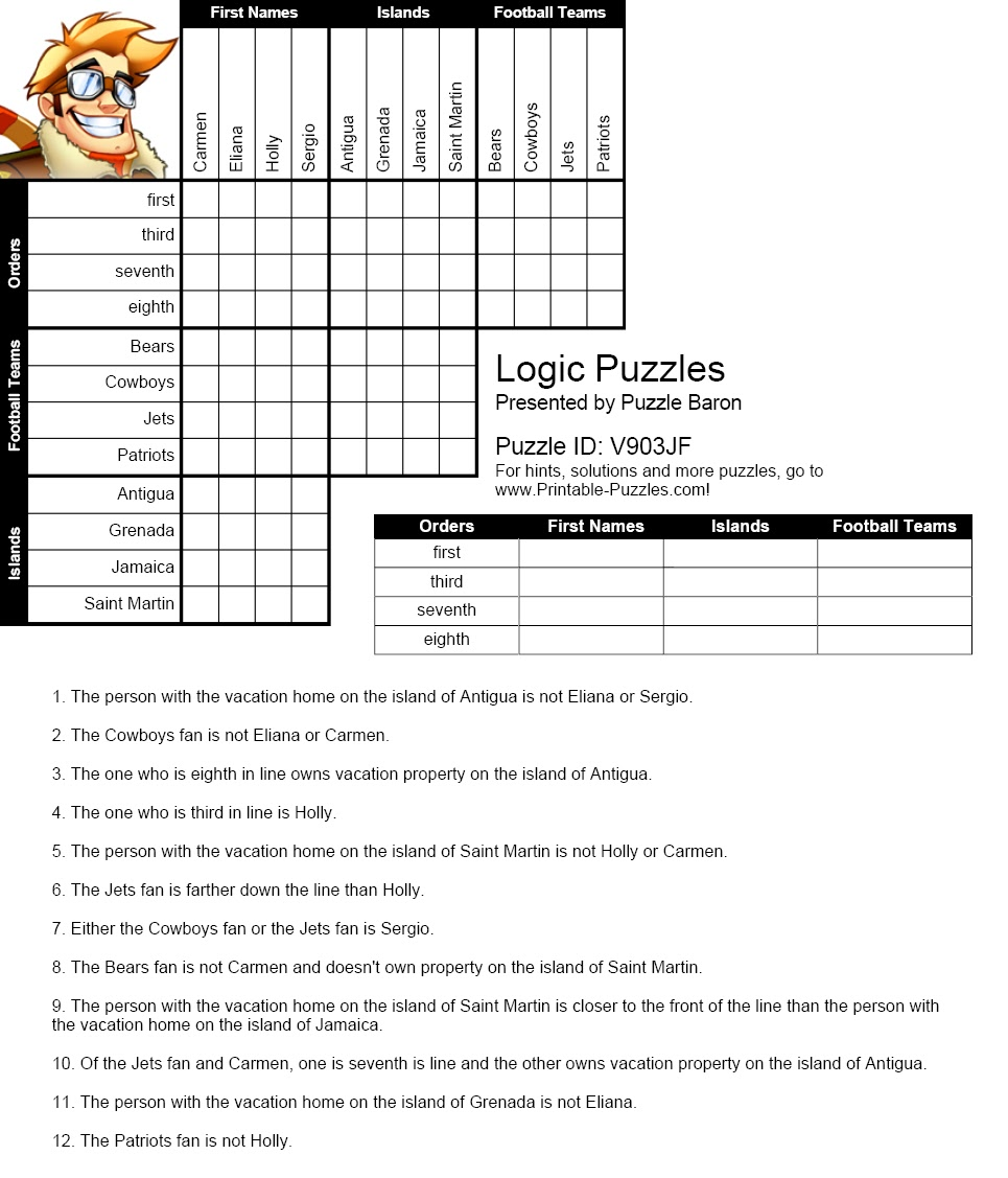 Printable Logic Grid Puzzle Worksheets - Bing | Logic Puzzles with regard to Free Printable Logic Puzzles for High School Students