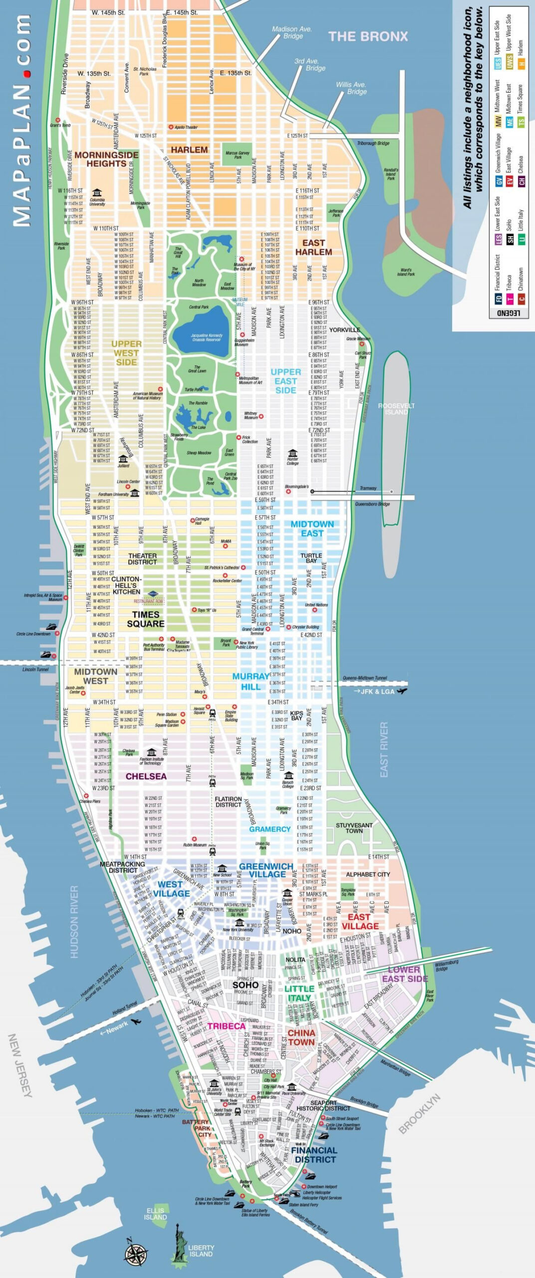 Printable Map Of Manhattan, Nyc pertaining to Free Printable Map of Manhattan