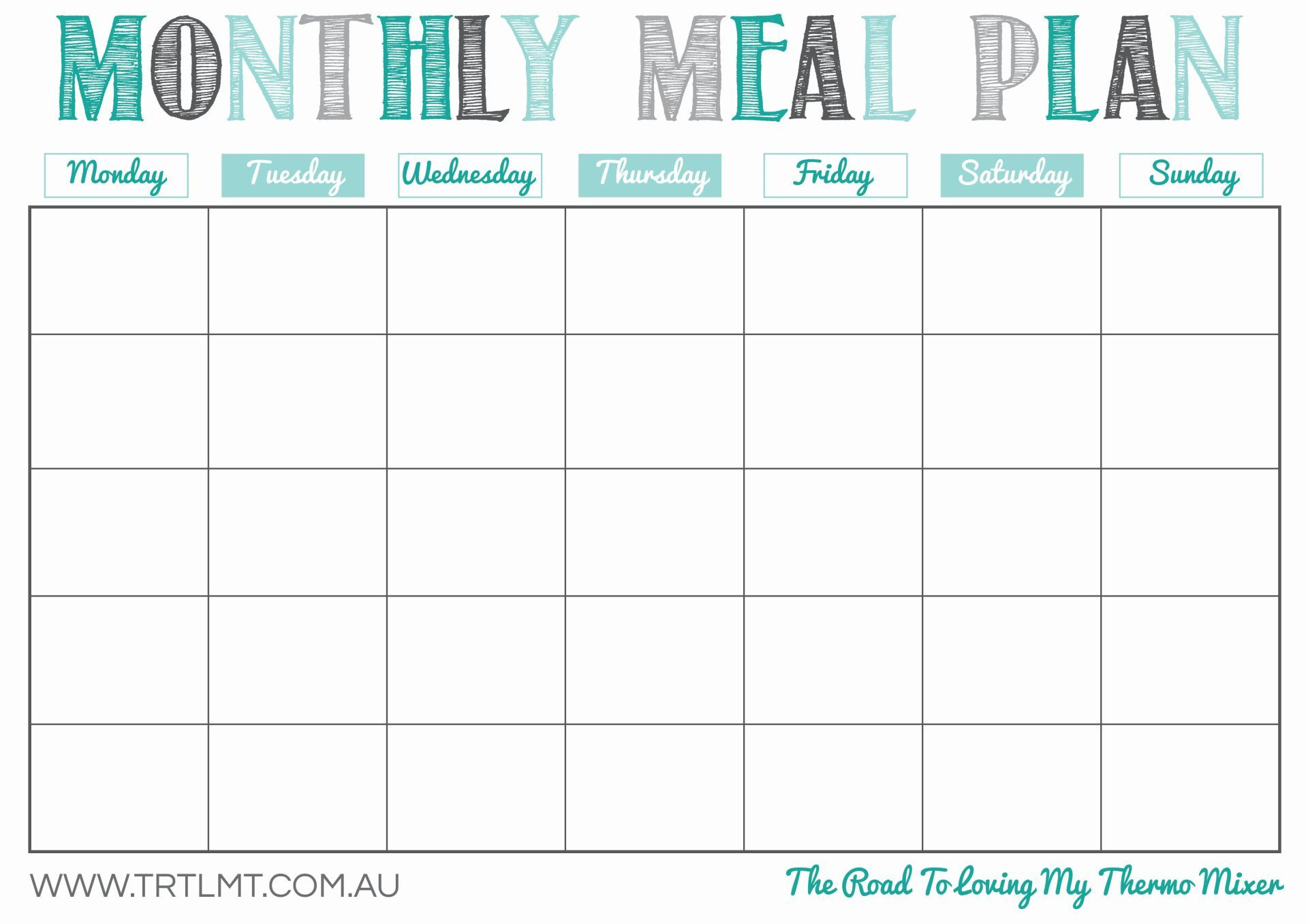 Printable Monthly Meal Planner regarding Free Printable Monthly Meal Planner