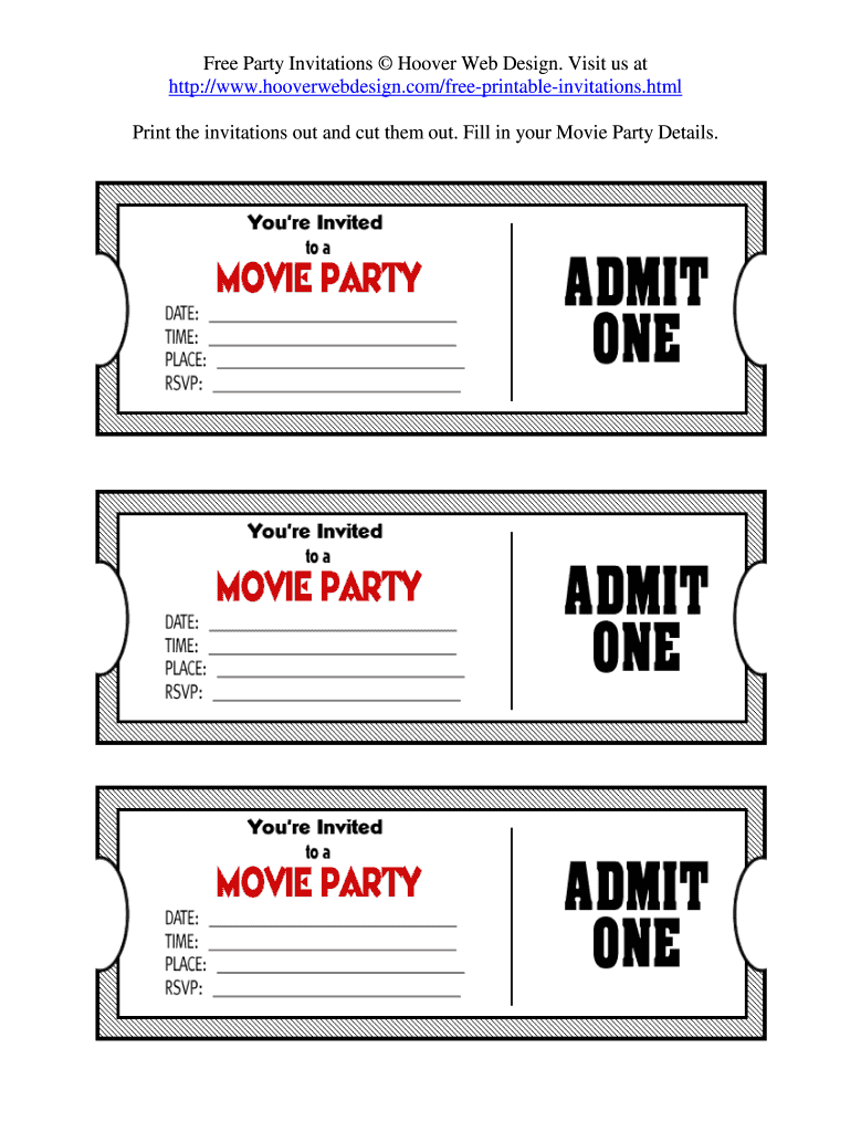 Printable Movie Tickets Pdf - Fill Online, Printable, Fillable with regard to Free Printable Tickets