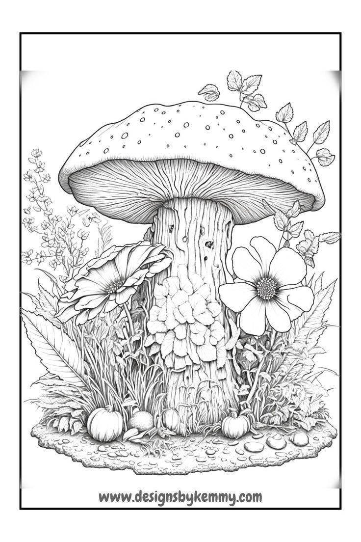 Printable Mushrooms Coloring Pages | Printable Mushrooms Adult intended for Free Printable Mushroom Coloring Pages