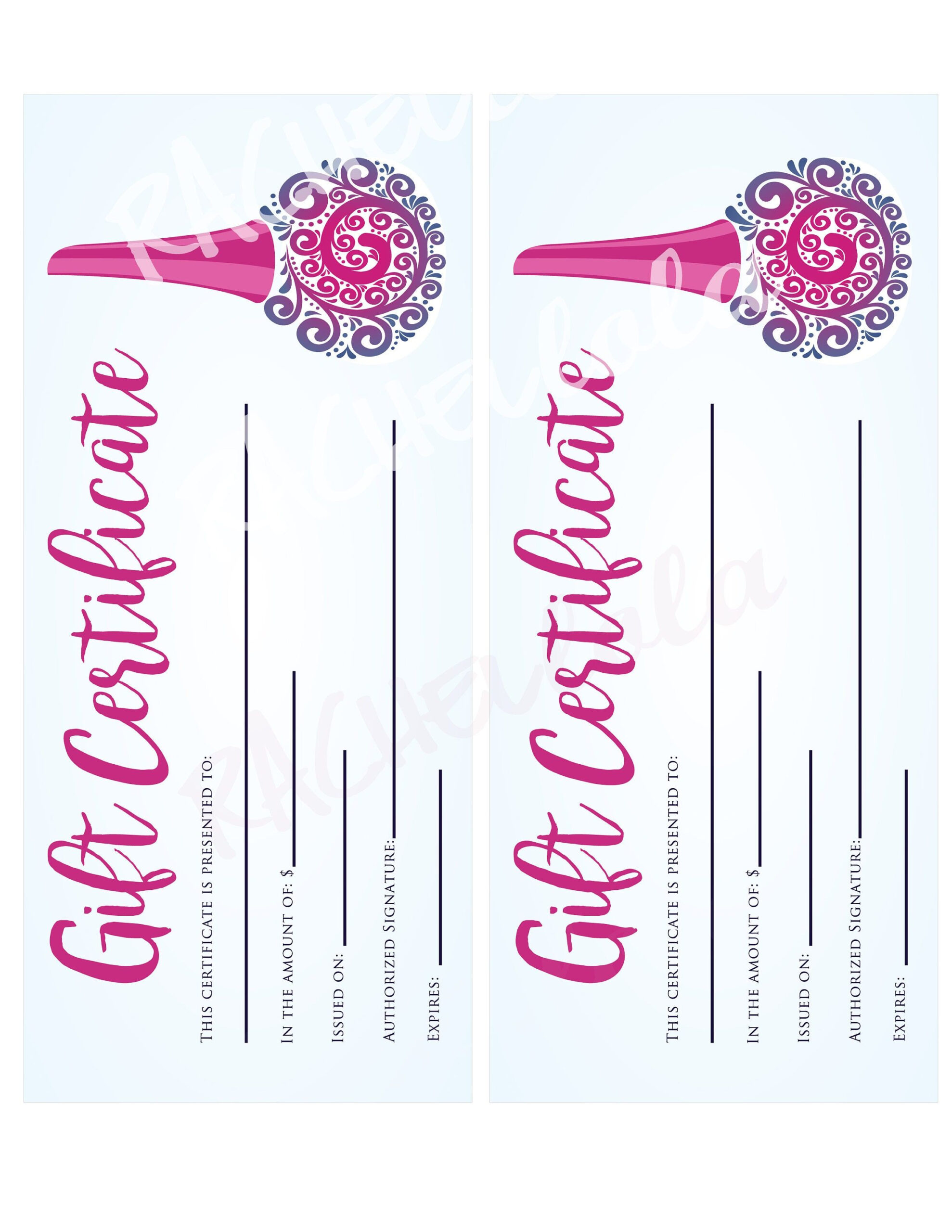 Printable Nail Salon Gift Certificate, Fillable Template, Manicure with Free Printable Pedicure Gift Certificate