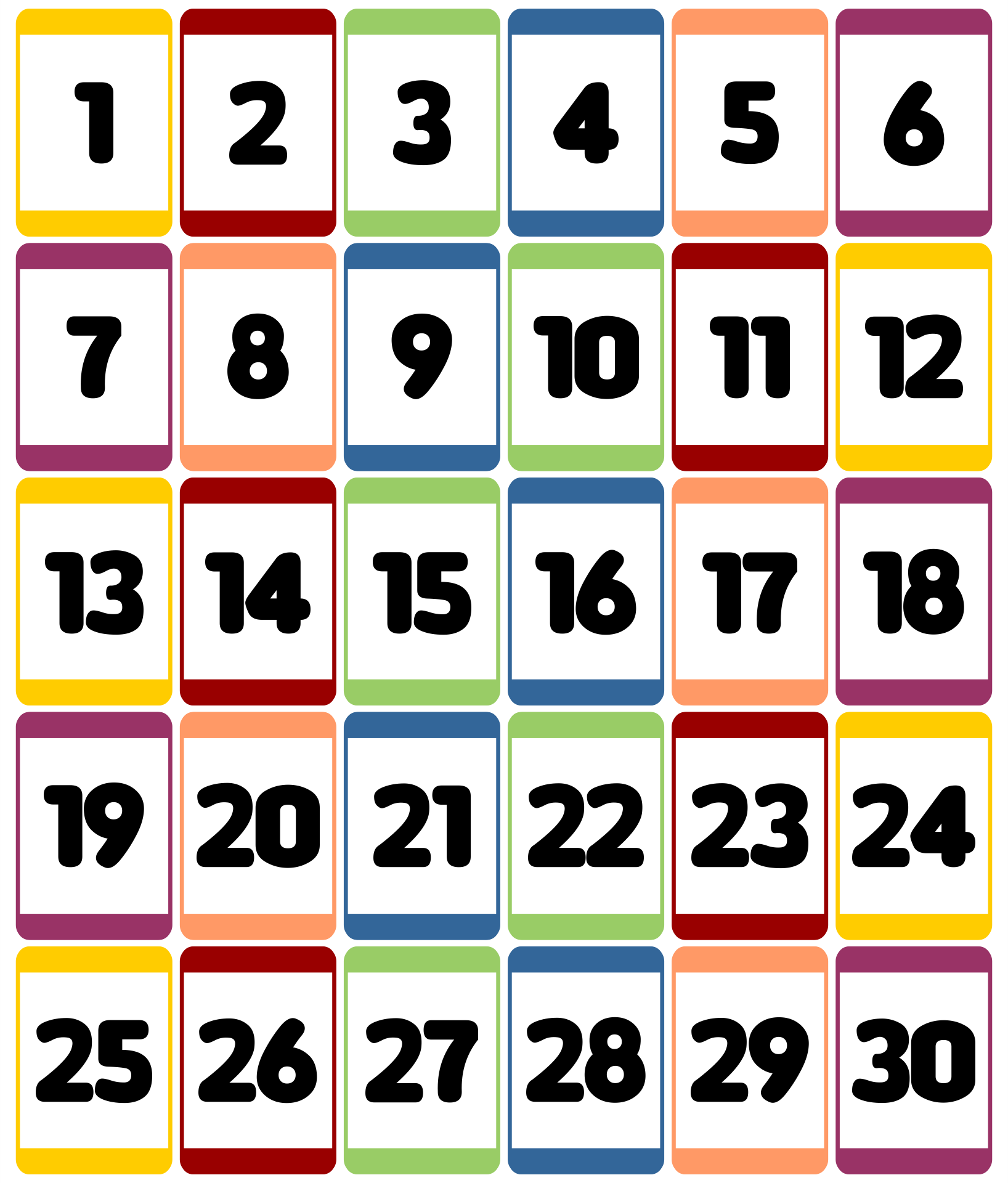 Printable Number Flashcards 1-30 with regard to Free Printable Number Flashcards 1-30