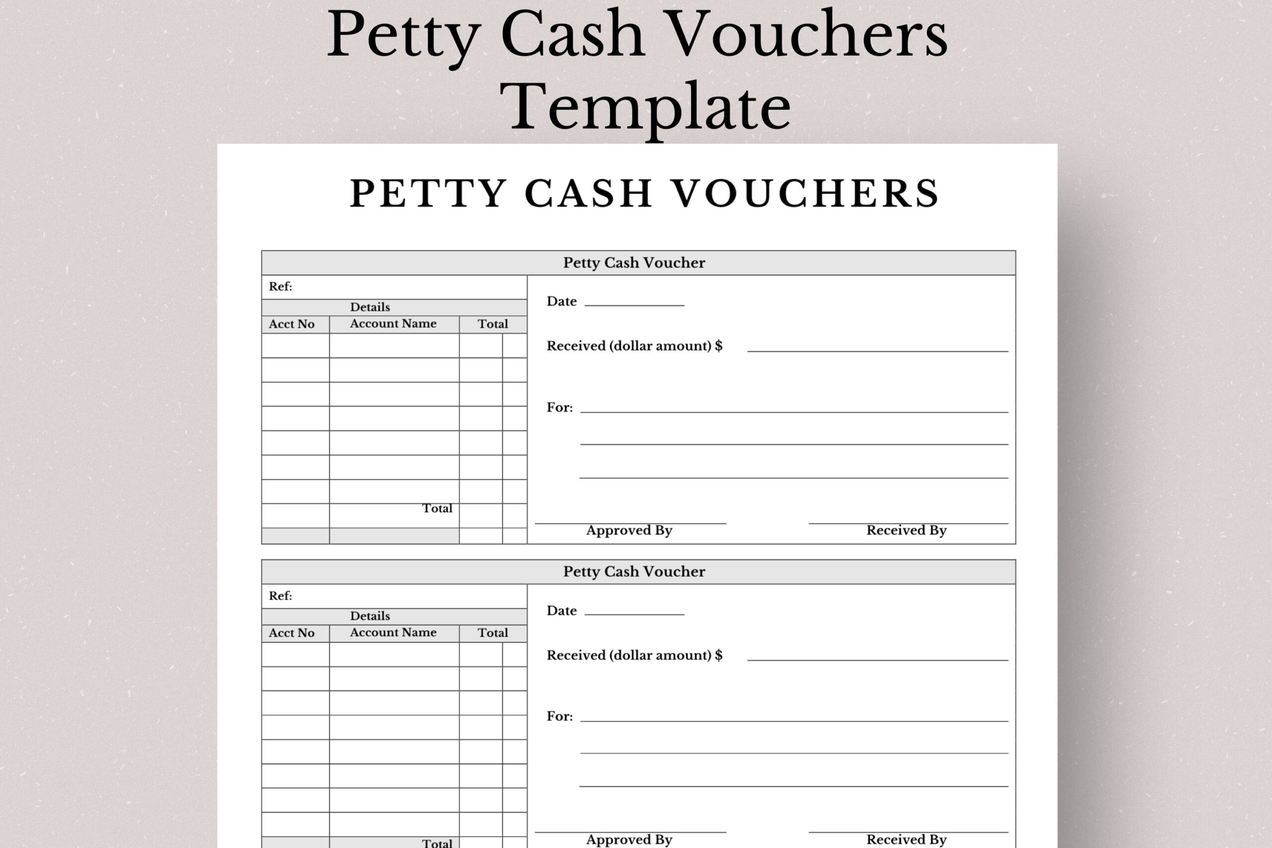 Printable Petty Cash Voucher Forms, Petty Cash Voucher Form in Free Printable Petty Cash Voucher