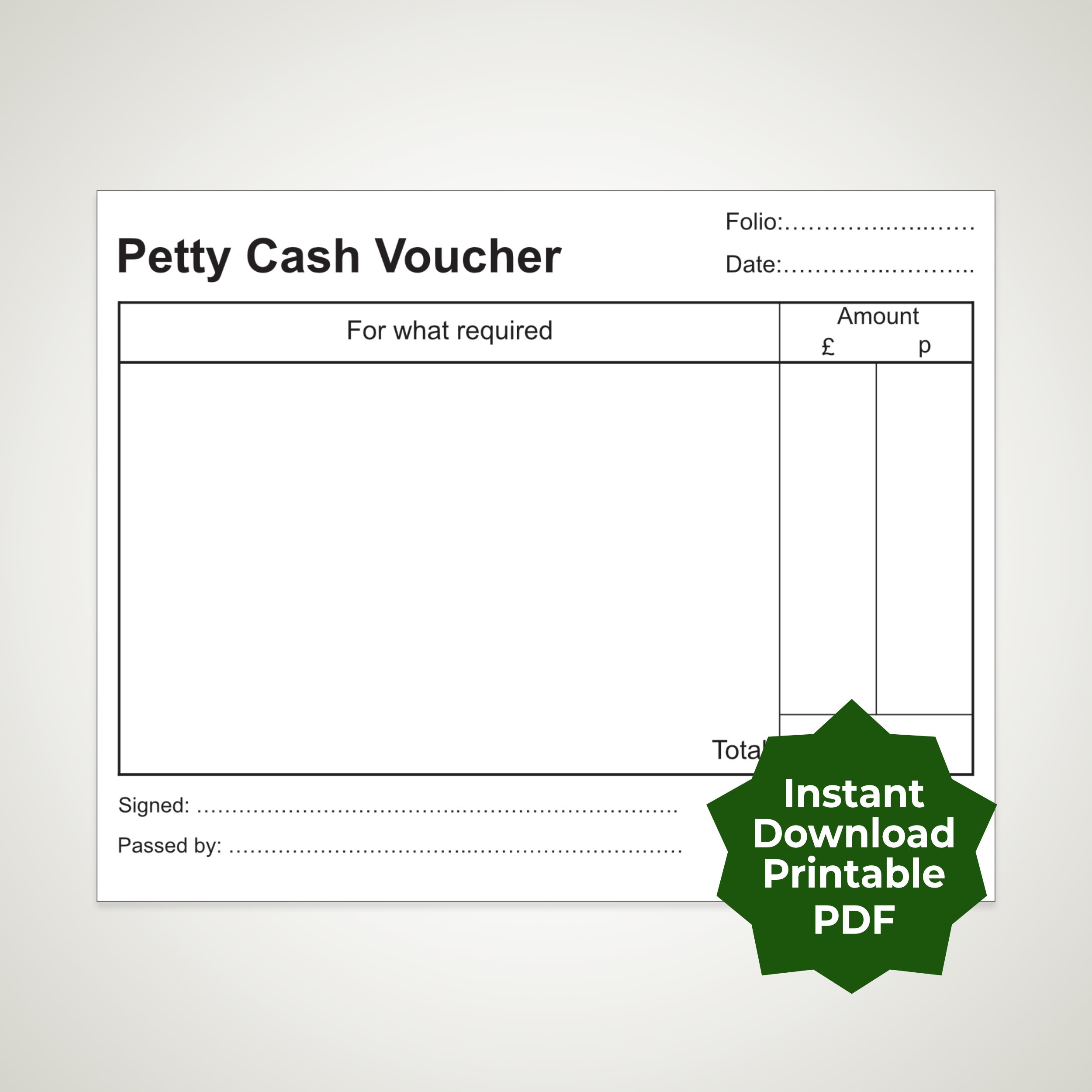 Printable Petty Cash Vouchers Uk And Us Styles Pdf - Etsy.de throughout Free Printable Petty Cash Voucher