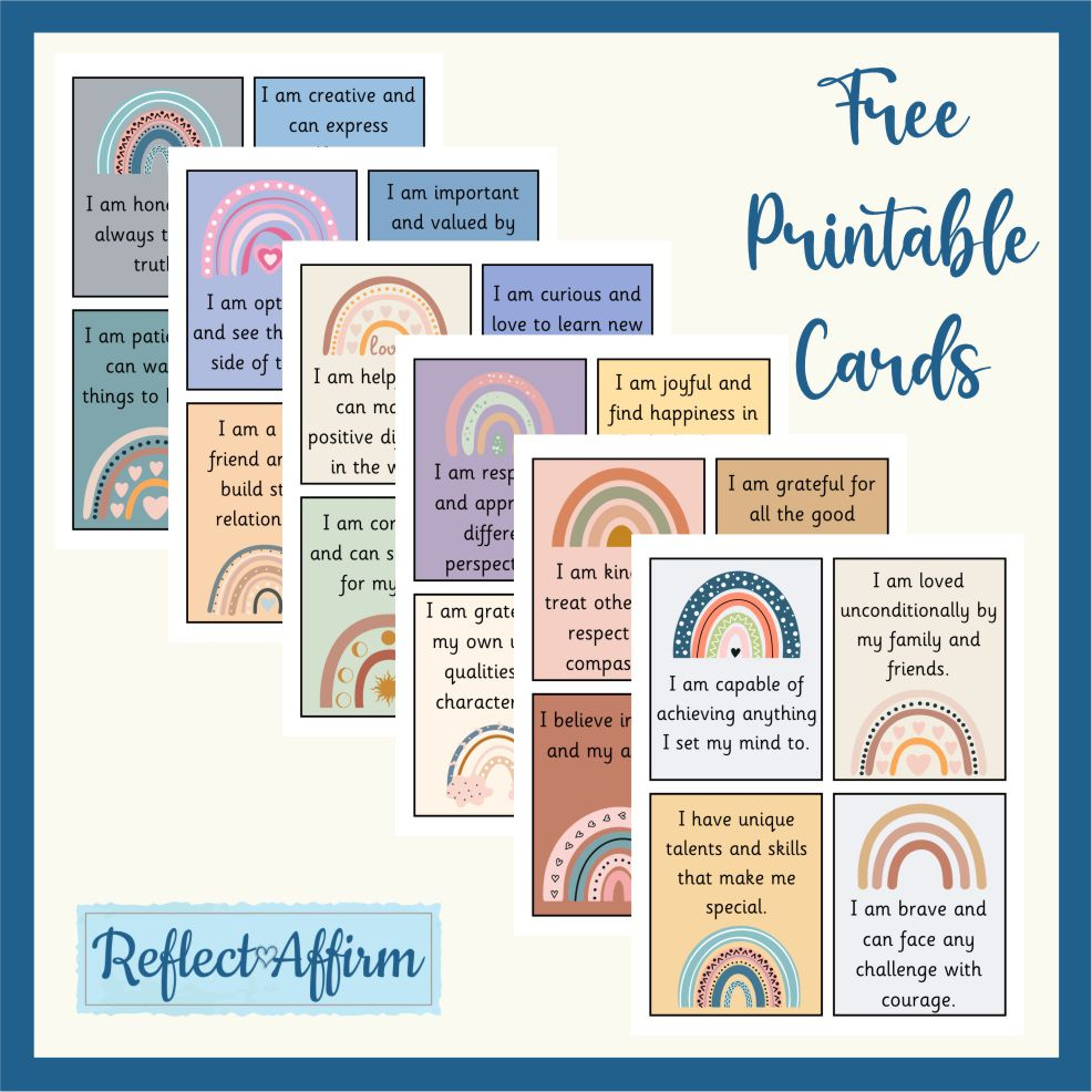 Printable Positive Affirmations - Free! - Reflect Affirm within Free Printable Positive Affirmation Cards