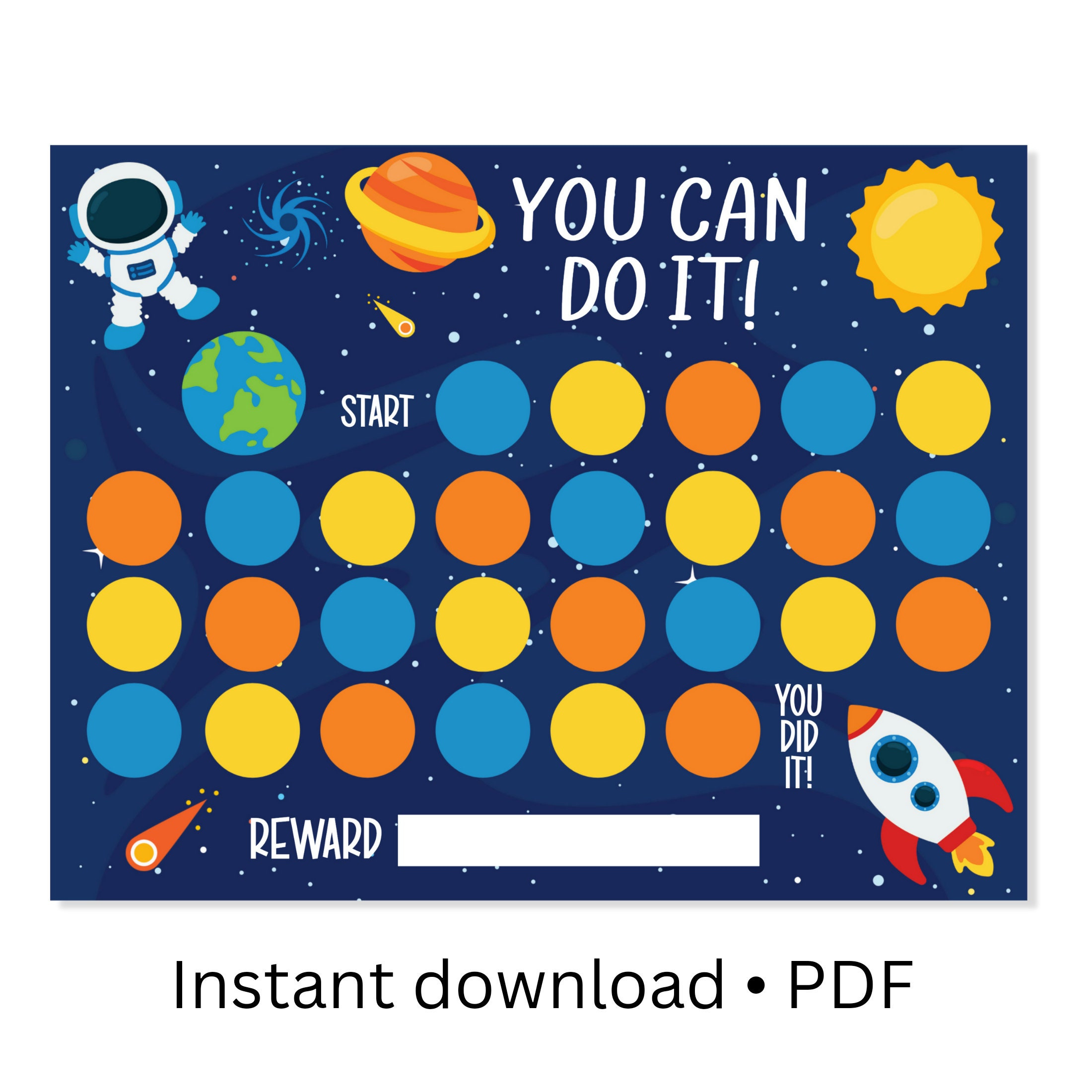 Printable Reward Chart - Instant Download - Outer Space Reward Chart - Pdf in Free Printable Hoy Sheets