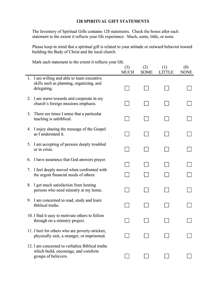 Printable Spiritual Gifts Test - Fill Online, Printable, Fillable intended for Free Printable Spiritual Gifts Inventory