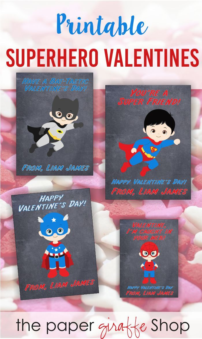 Printable Superhero Valentines Day Cards, Superhero Valentines For for Free Printable Superman Valentine Cards