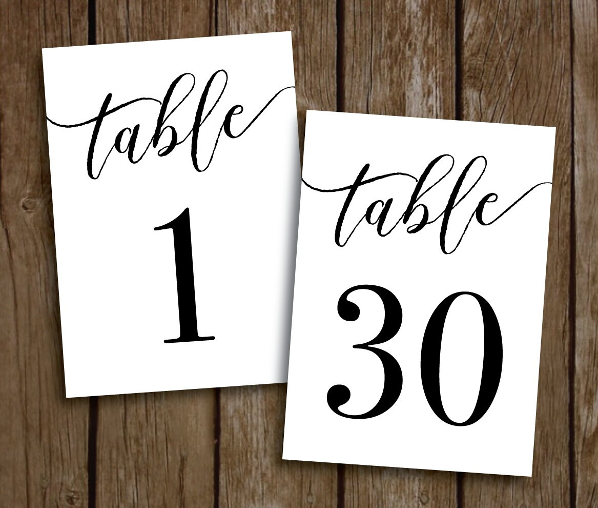 Printable Table Numbers 1 30 Instant Download Printable Wedding inside Free Printable Table Numbers 1-30