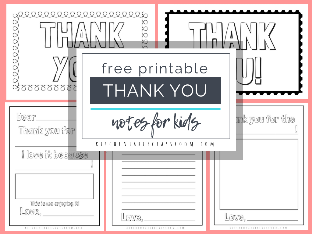 Printable Thank You Cards For Kids - The Kitchen Table Classroom pertaining to Thank You Card Free Printable Template