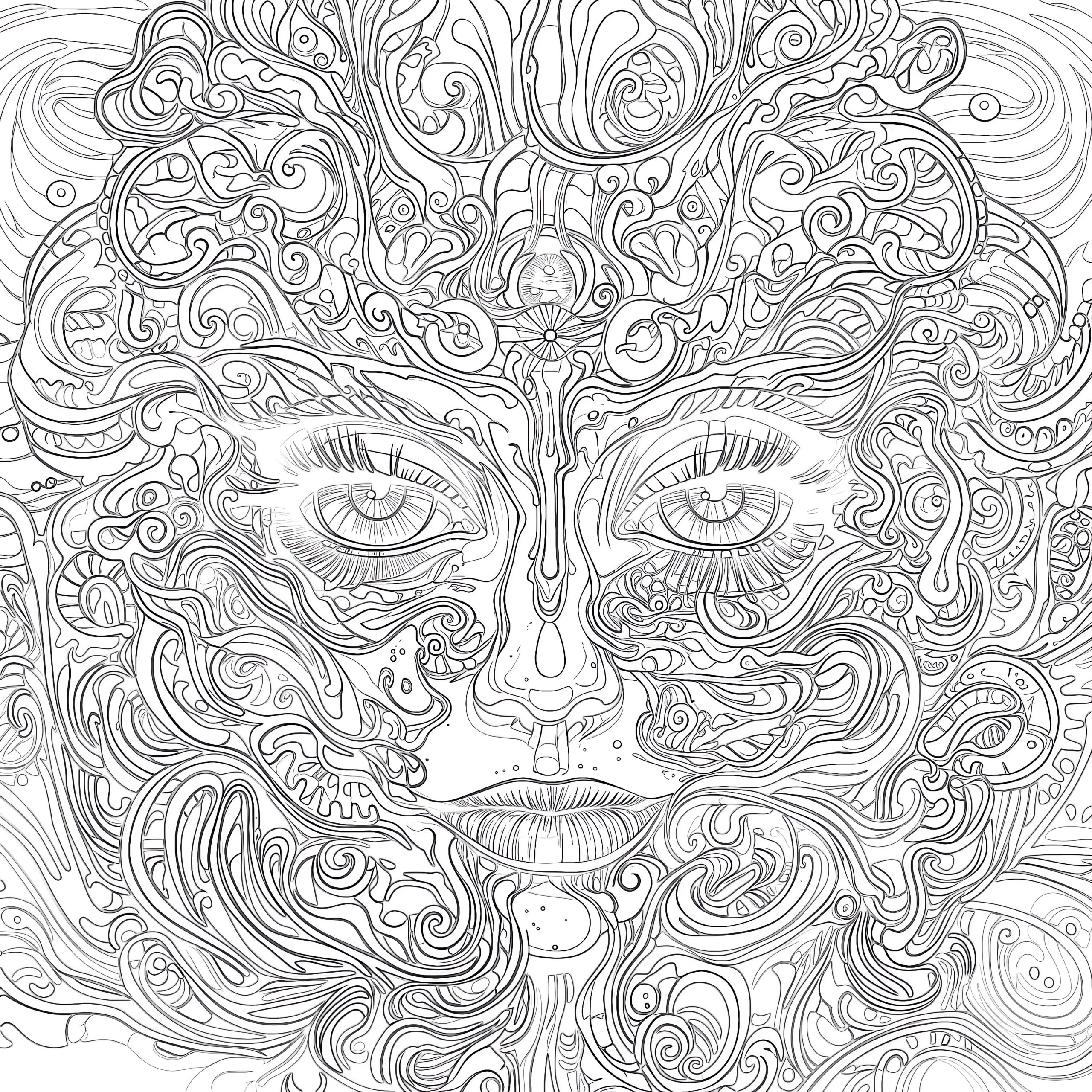 Printable Trippy Adult Coloring Page - Mimi Panda intended for Free Printable Trippy Coloring Pages