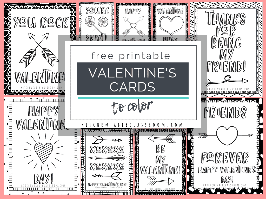 Printable Valentine Cards To Color - The Kitchen Table Classroom inside Valentine Free Printable Cards