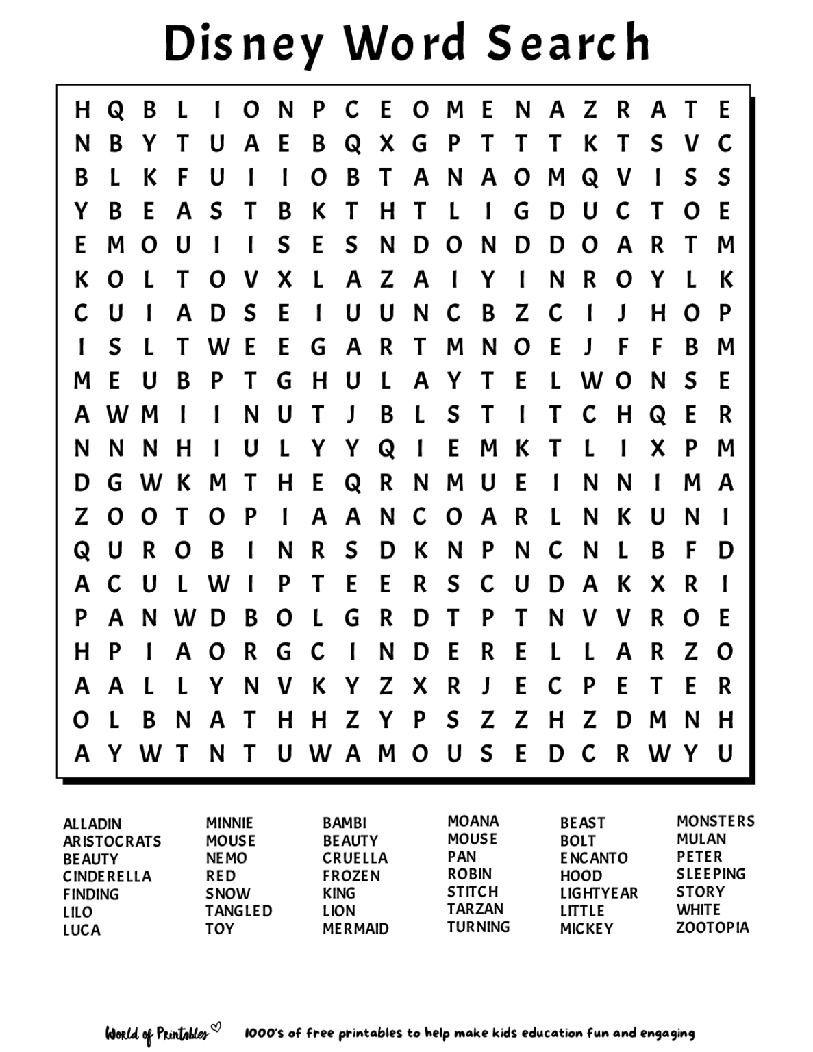 Printable Word Search | Disney Word Search, Word Puzzles For Kids throughout Free Printable Word Searches For Kids