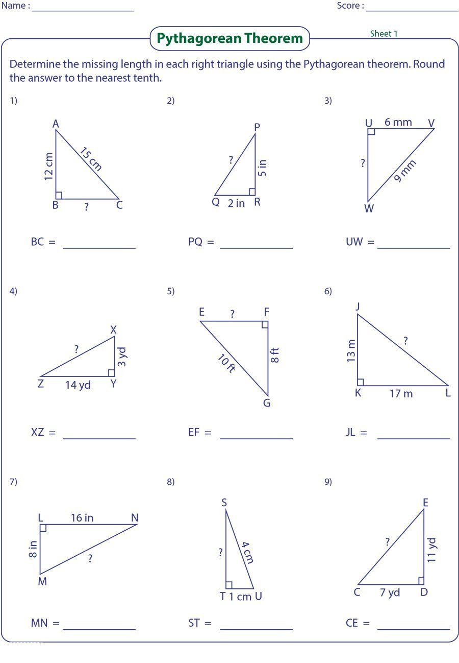 Pythagorean Theorem Worksheet - Practice Problems pertaining to Free Printable Pythagorean Theorem Worksheets