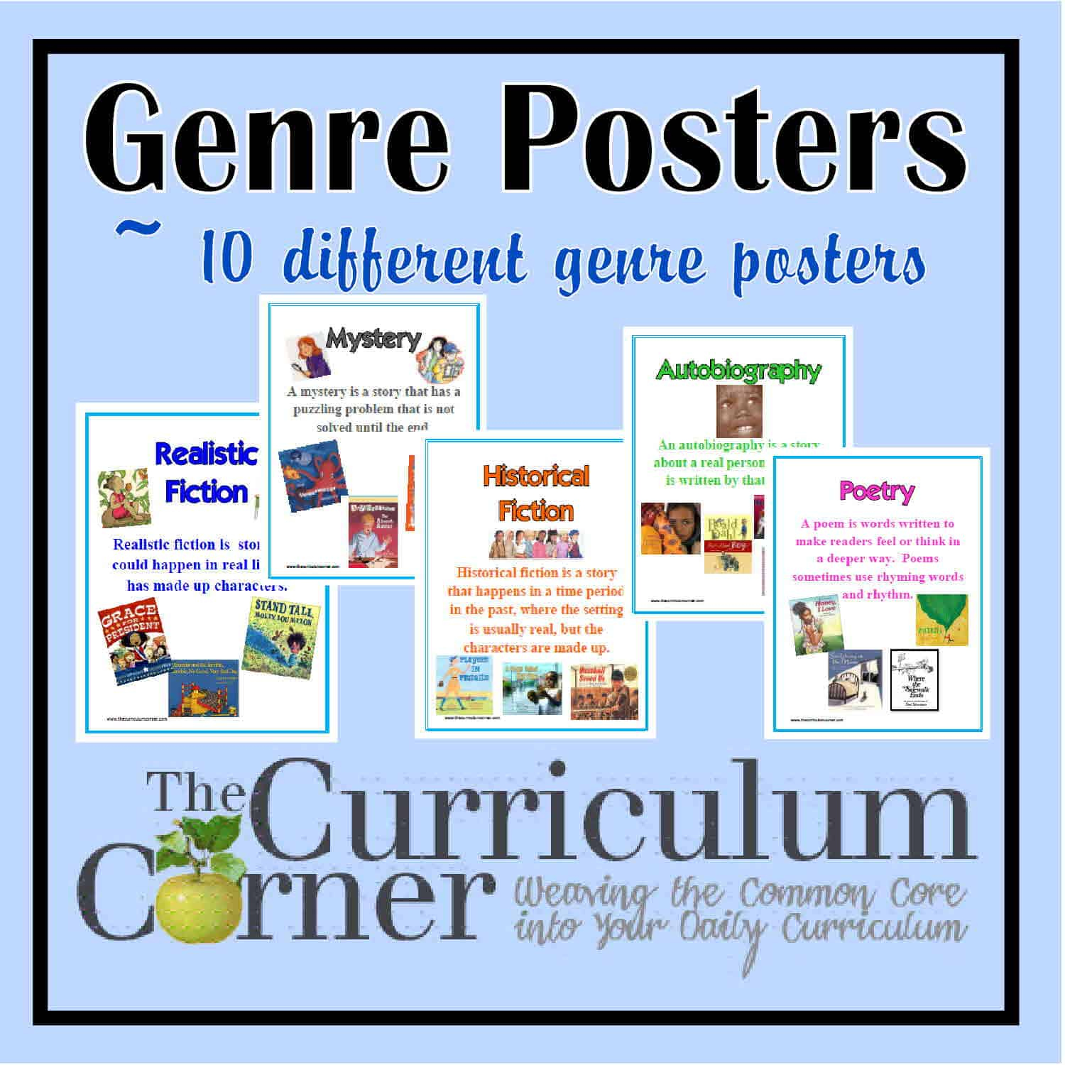 Reading Genre Posters - Free Printables From The Curriculum Corner regarding Genre Posters Free Printable