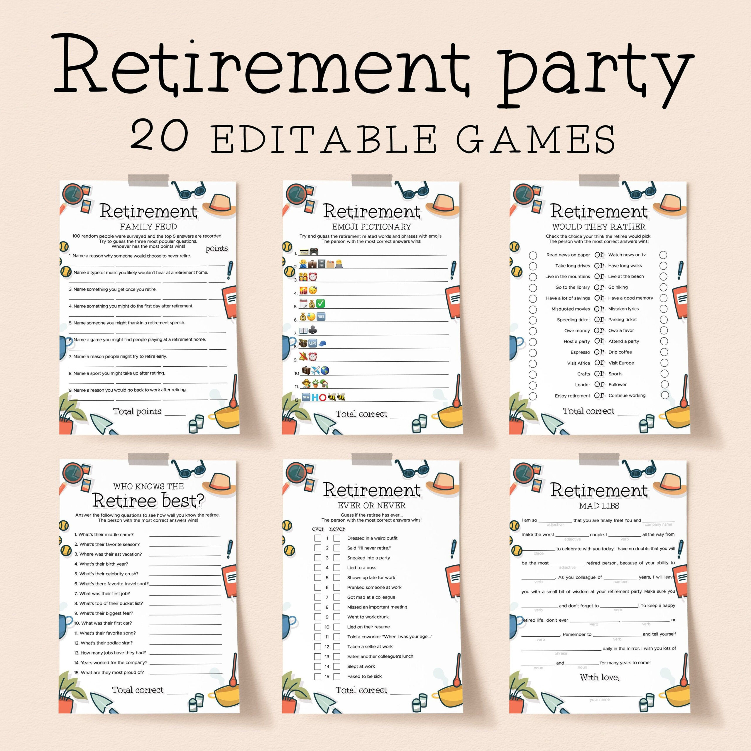 Retirement Games For Him And Her Printable Activities For The pertaining to Retirement Party Games Free Printable