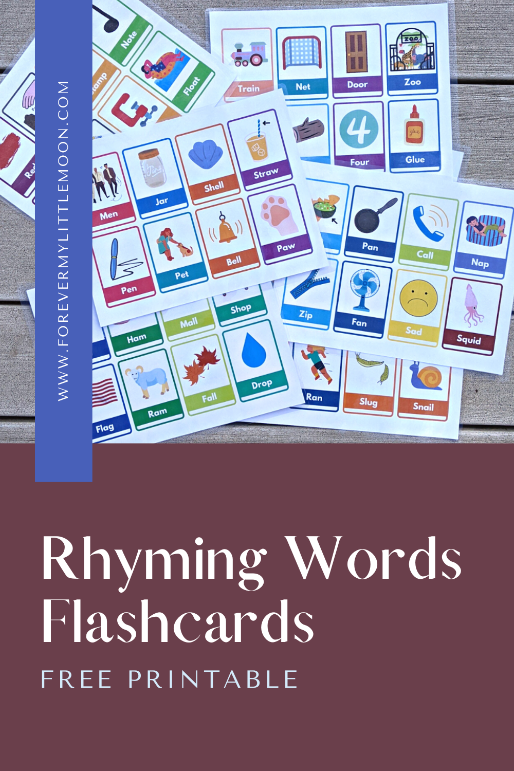 Rhyming Words Flashcards - Free Printable throughout Free Printable Rhyming Words Flash Cards