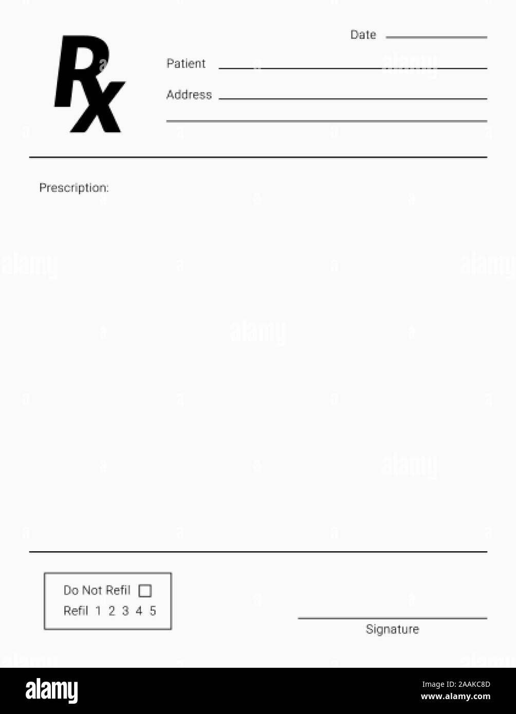 Rx Pad Template. Medical Regular Prescription Form Stock Vector with Free Printable Prescription Pad