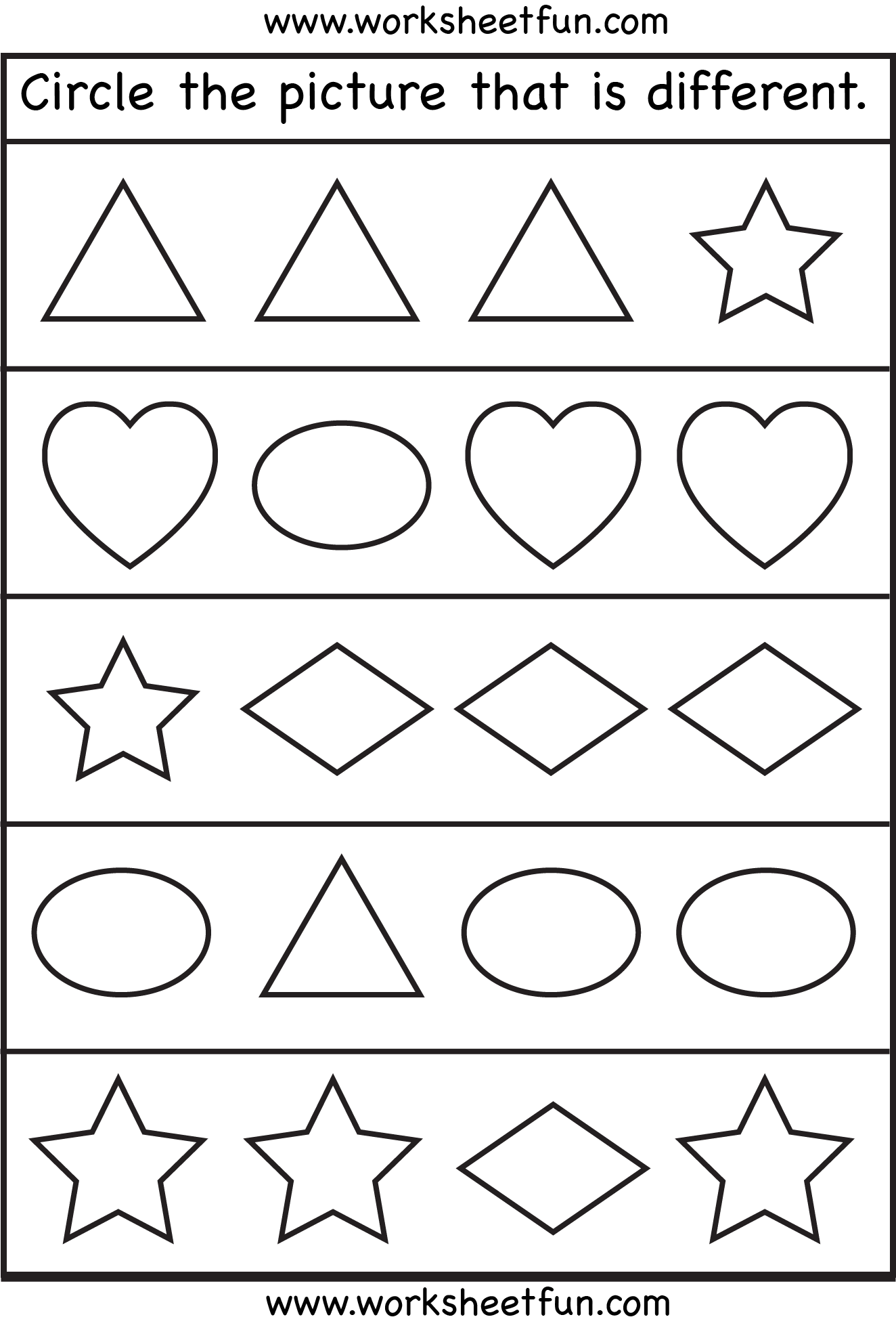 Same And Different – Shapes – One Worksheet / Free Printable within Free Printable Same And Different Worksheets