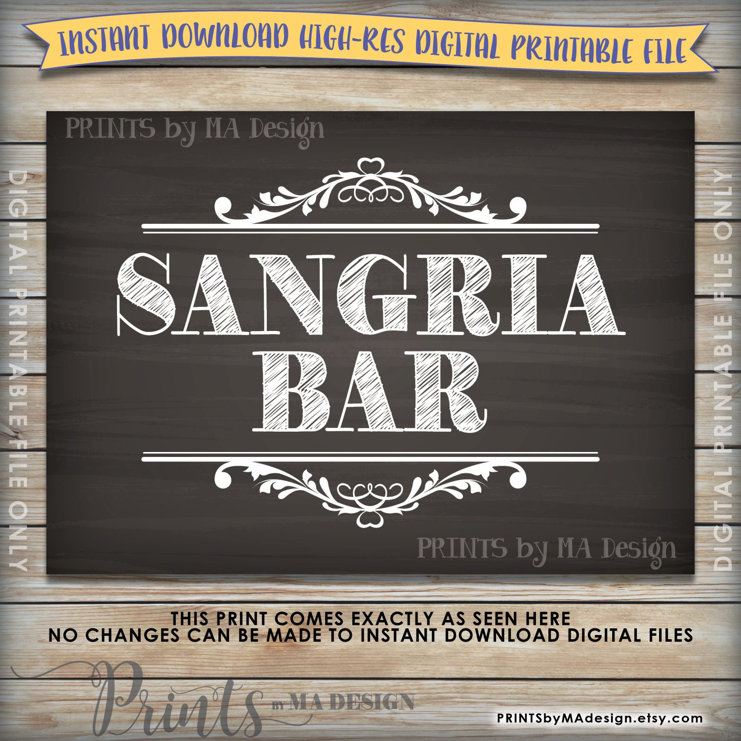 Sangria Bar Sign, Sangria Sign,, Wedding Shower, Birthday in Free Sangria Bar Sign Printable